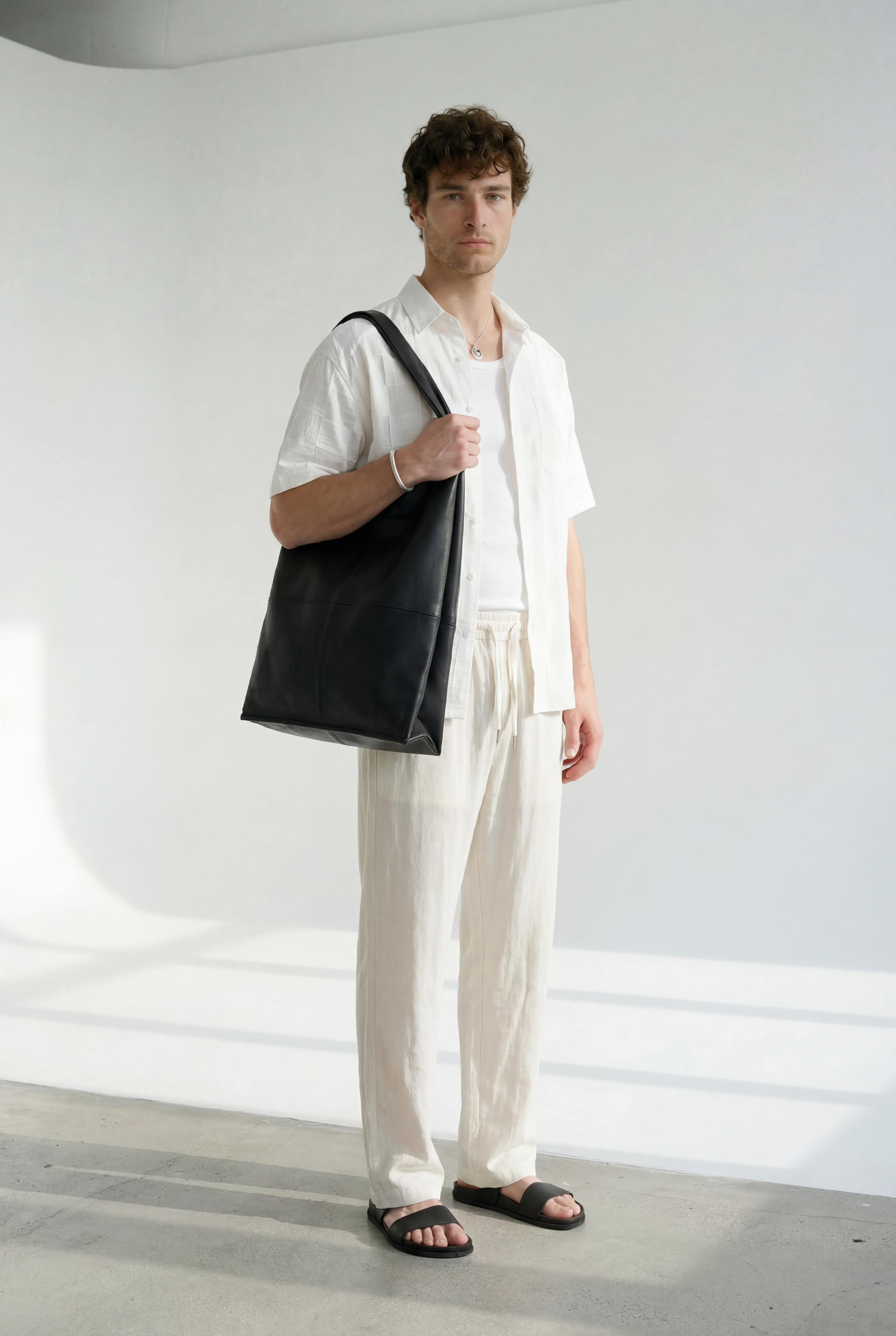 Hipland The Nara Beach Trouser - Natural - back view