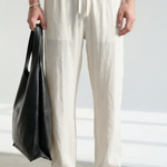 Hipland The Nara Beach Trouser - Natural - front view