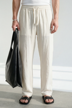 Hipland The Nara Beach Trouser - Natural - front view