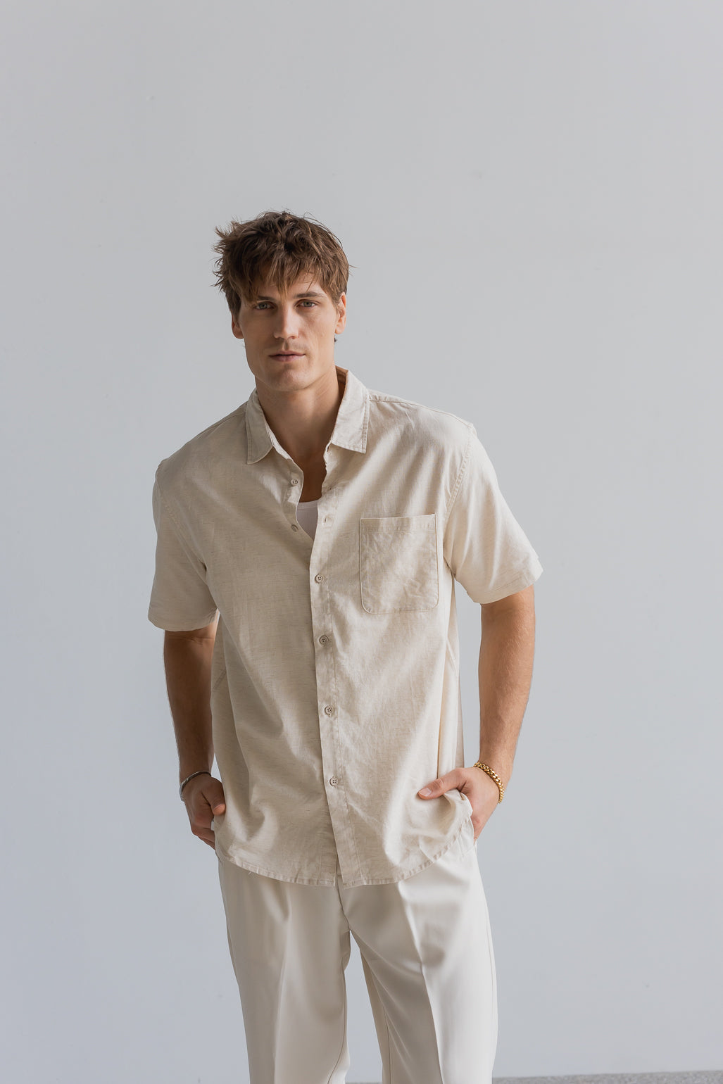 Cotton Linen SS Shirt - Natural