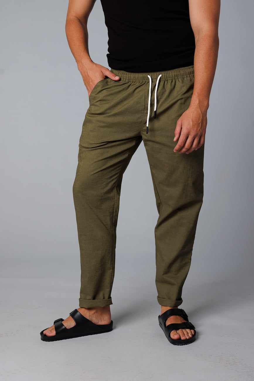 Noosa Linen Pants - Dark Green