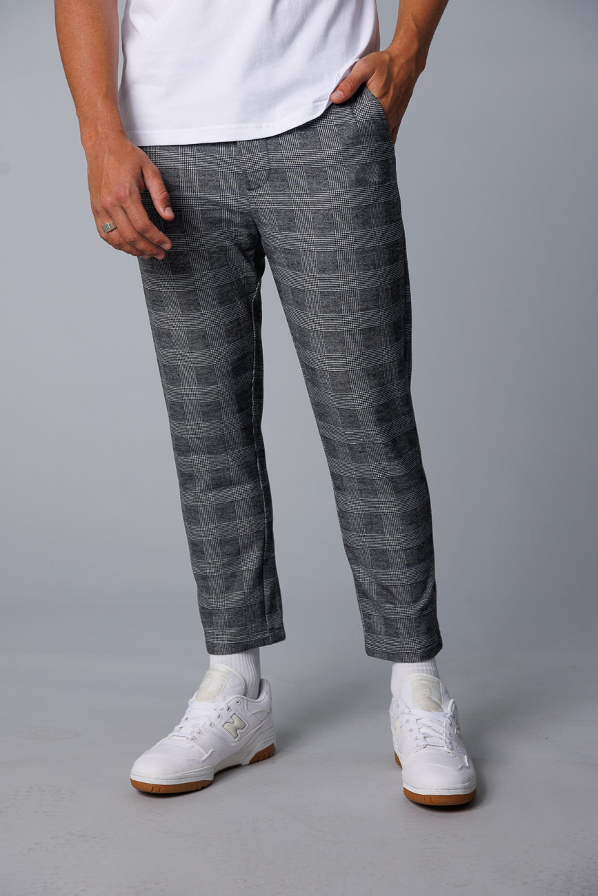 Crop Pants - Light Grey Check