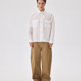 White Double Pocket Boxy Shirt