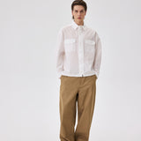 White Double Pocket Boxy Shirt