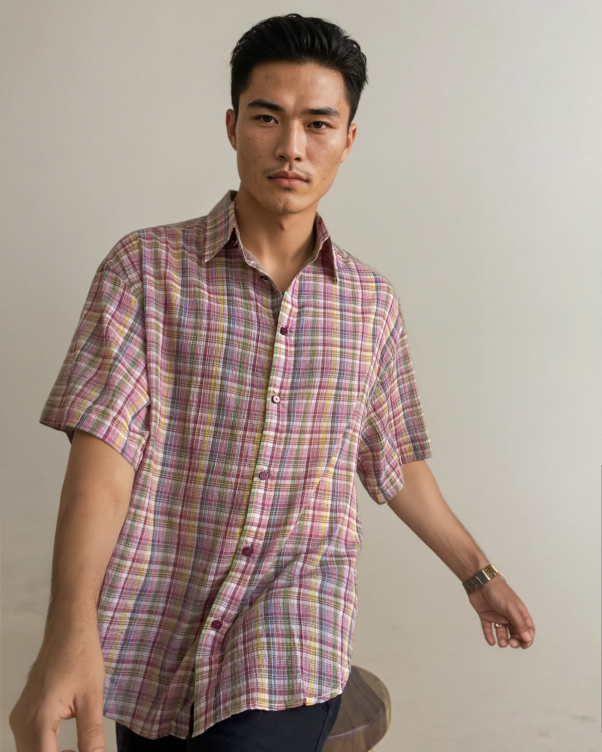 Apple SS Shirt - Pink Plaid