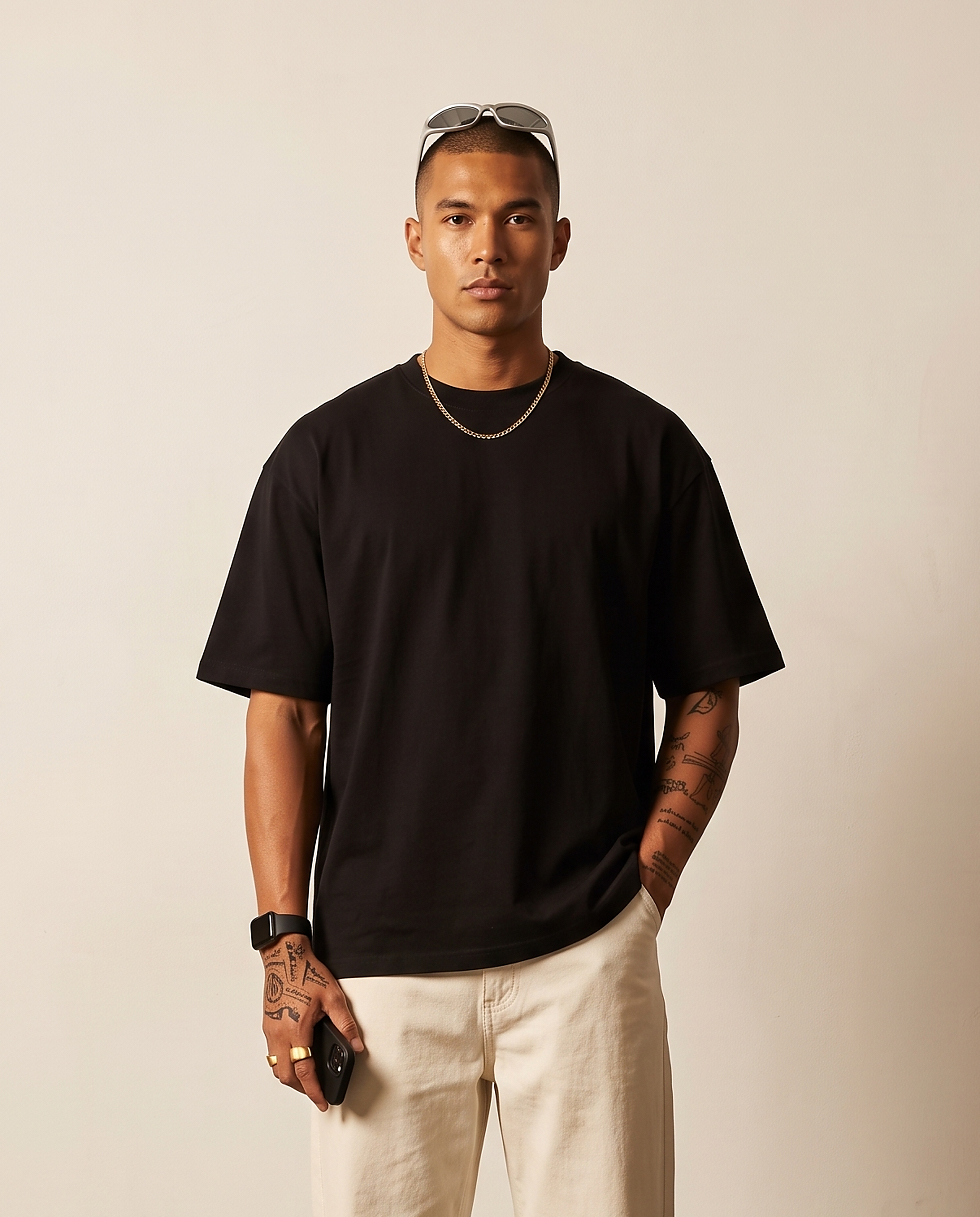 Hipland Frame Tee Black - crop view