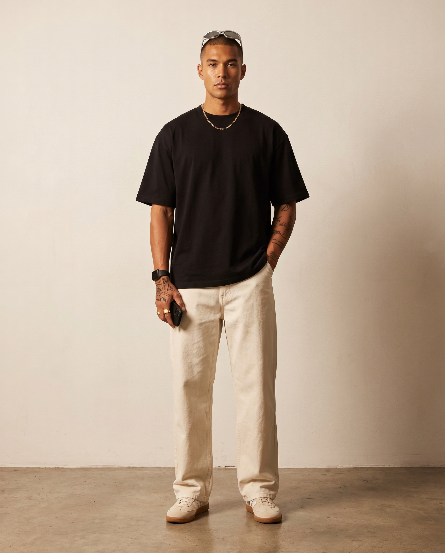 Hipland Frame Tee Black - full body front