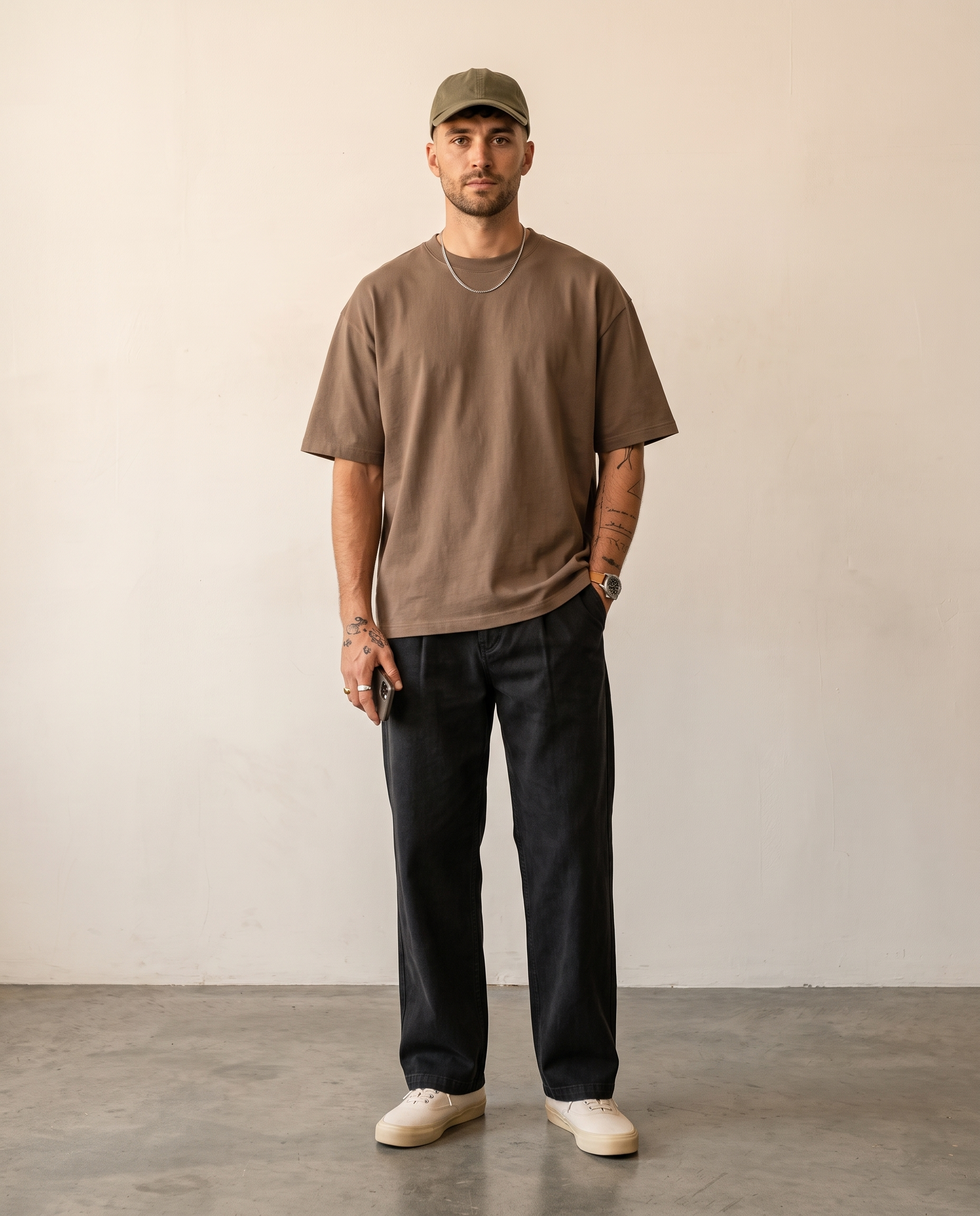 Hipland Frame Tee Brown - full body front
