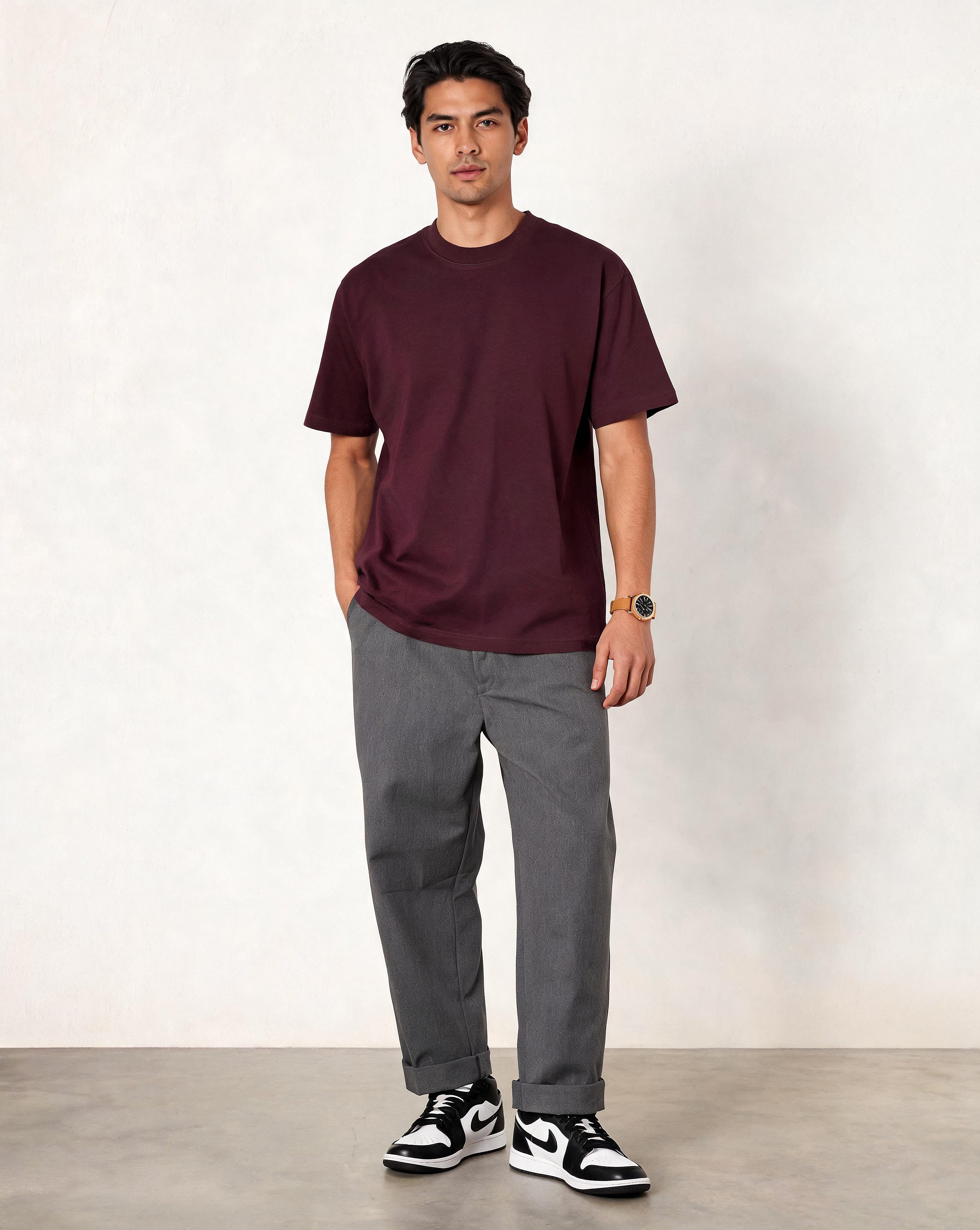 Hipland Frame Tee Burgundy - front