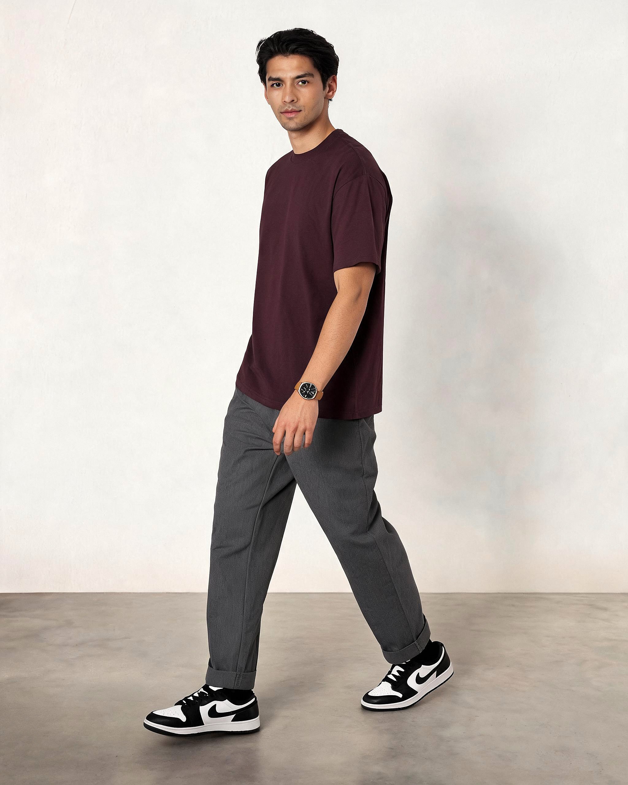 Hipland Frame Tee Burgundy - side