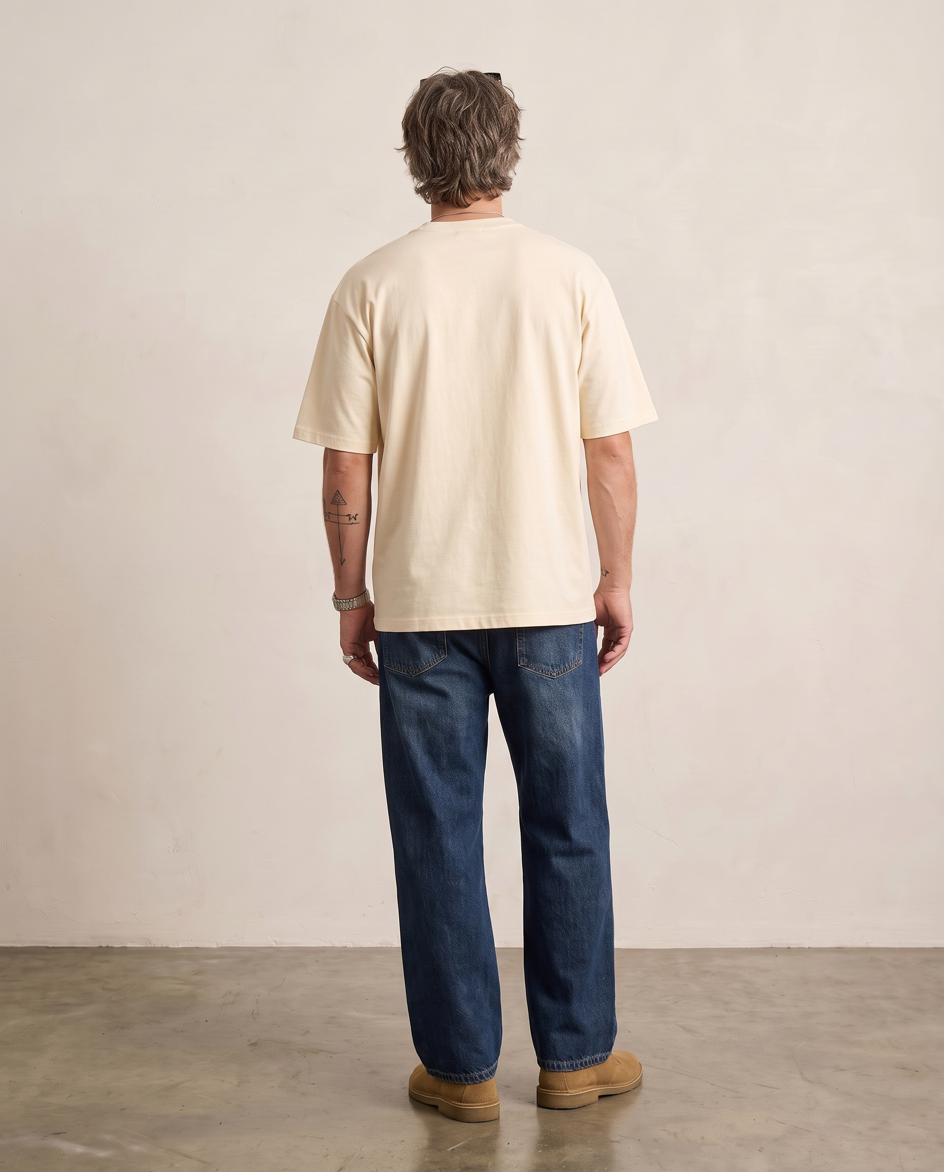 Hipland Frame Tee Cream - back view