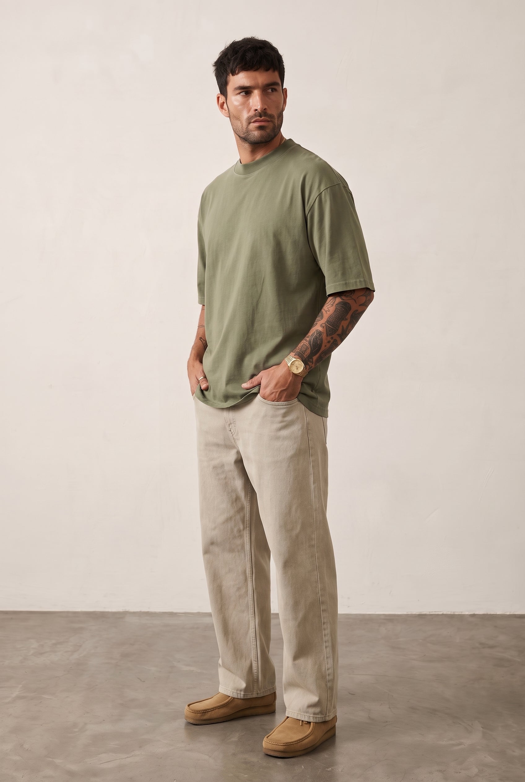 Frame Tee - Moss - side view