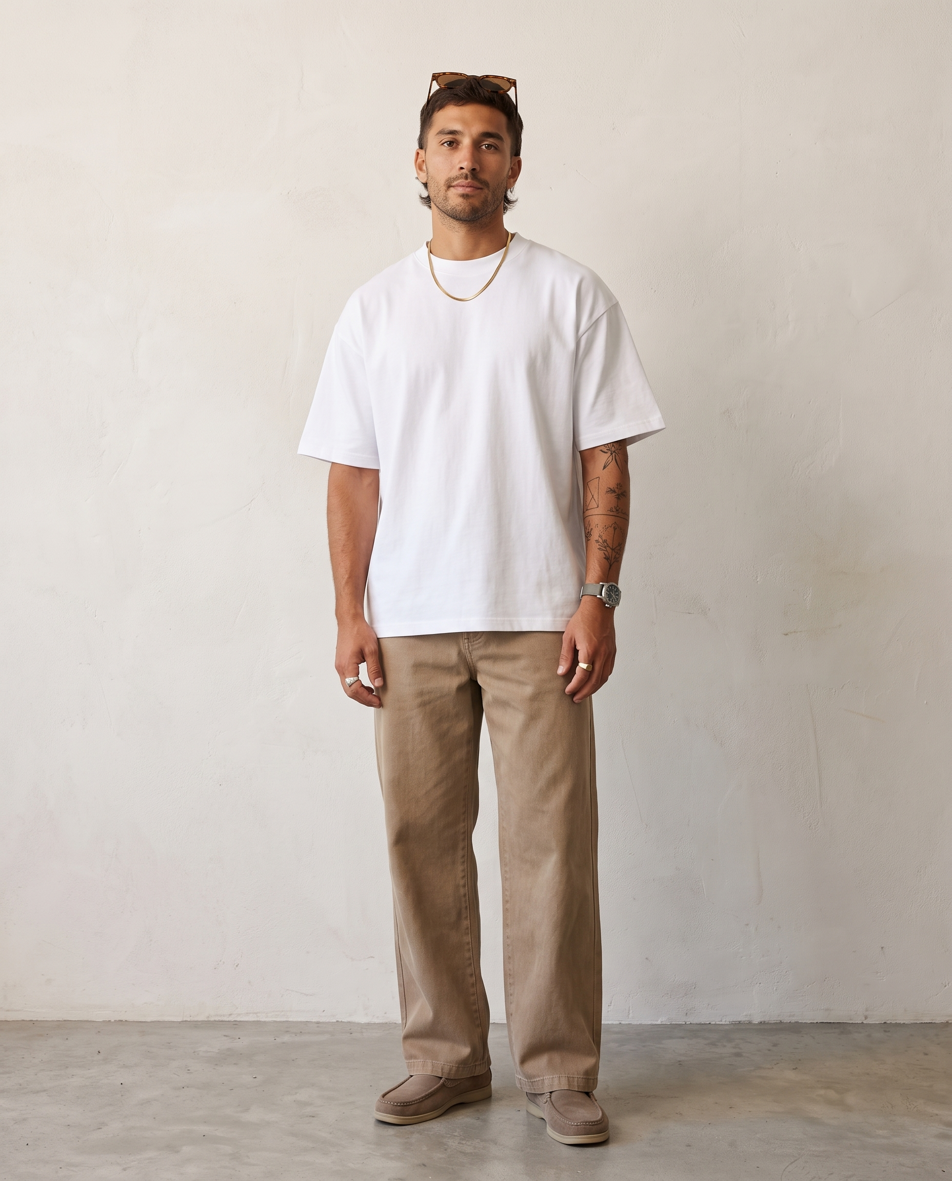 Hipland Frame Tee White - full body front