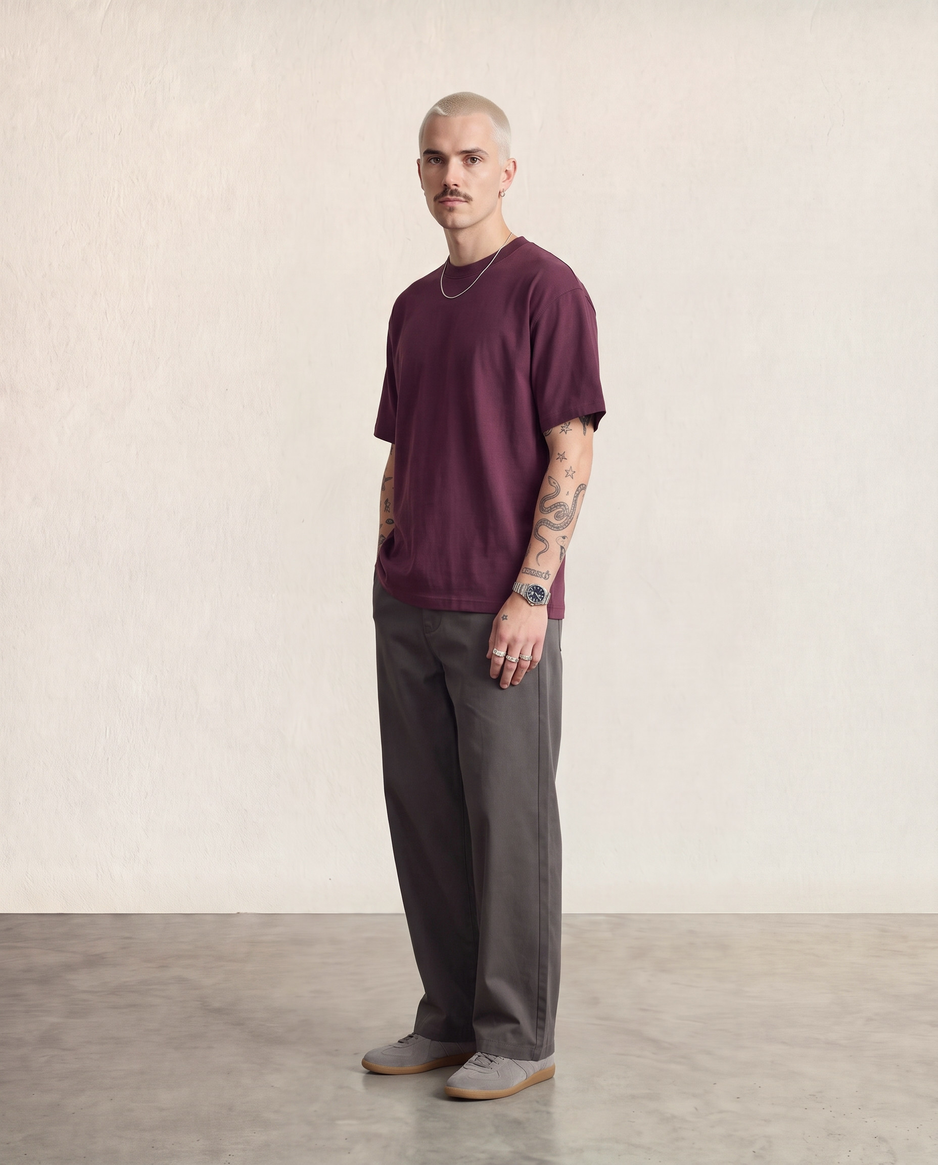 Hipland Frame Tee Burgundy side