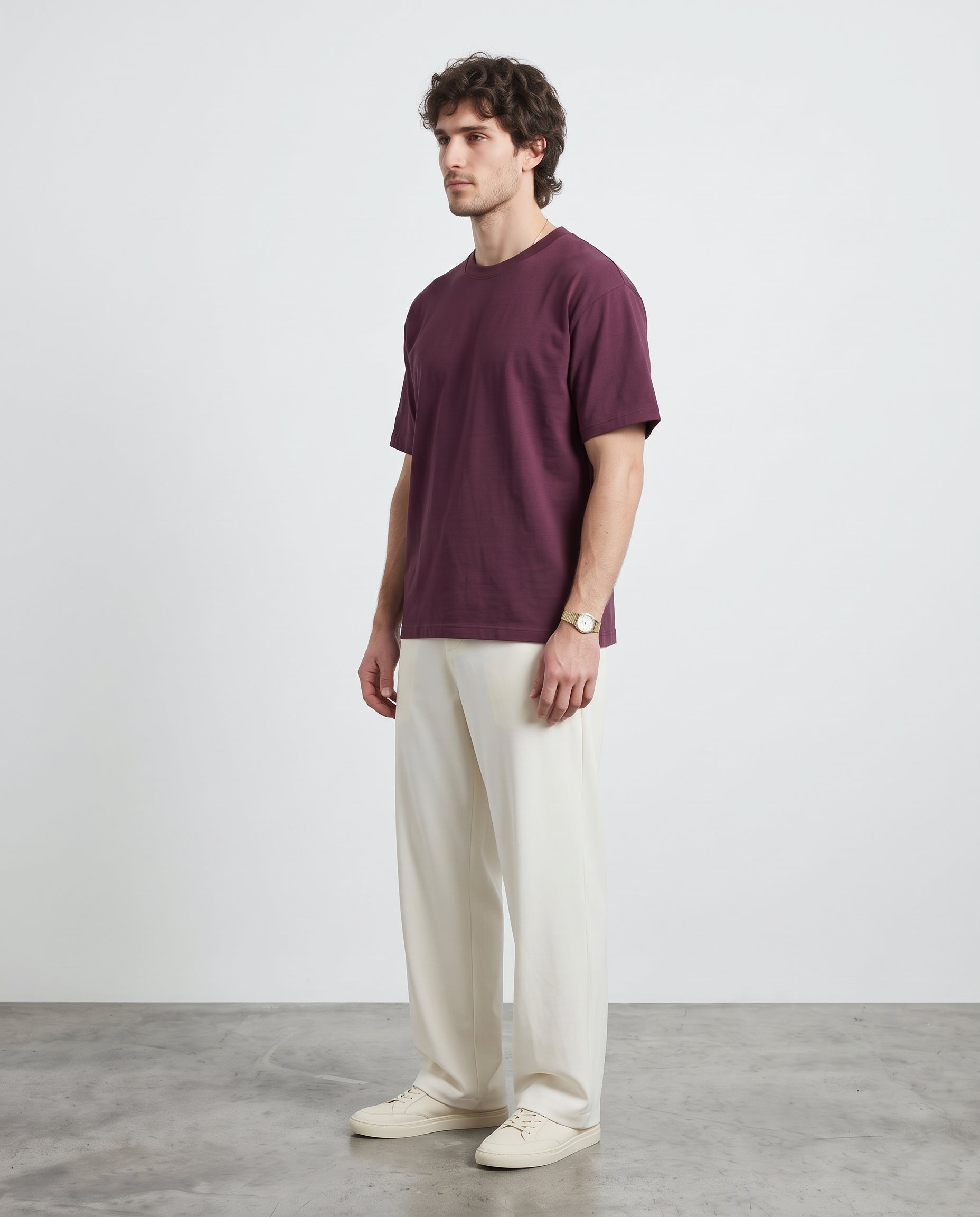 Frame Tee - Burgundy - side view