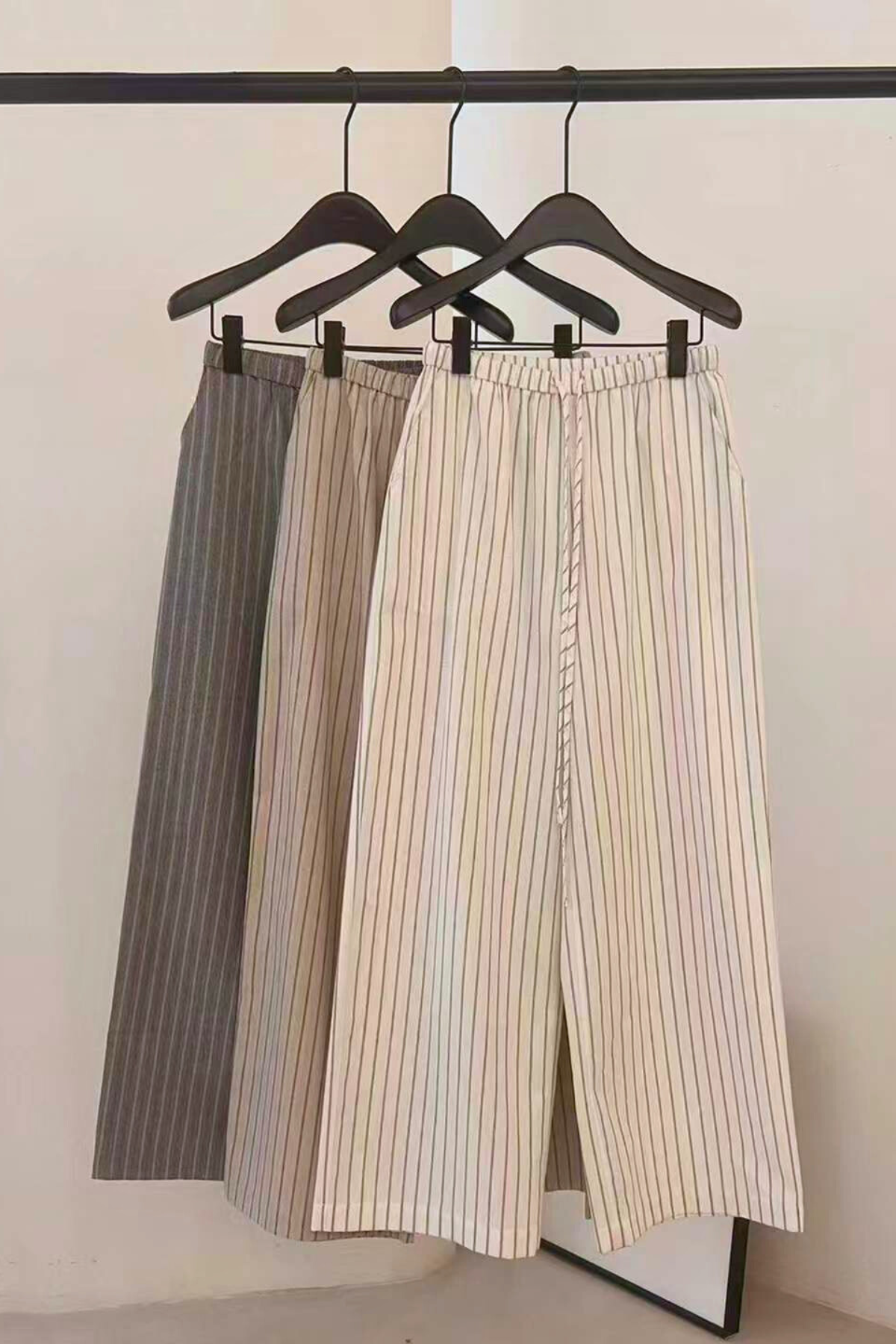 Striped Wide-Leg Linen Pants