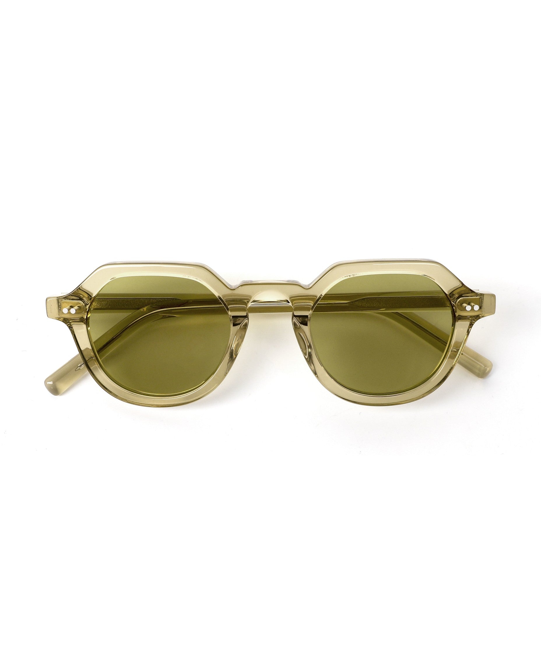 Fiji Sunglasses - Clear Yellow Frame, Green Lens