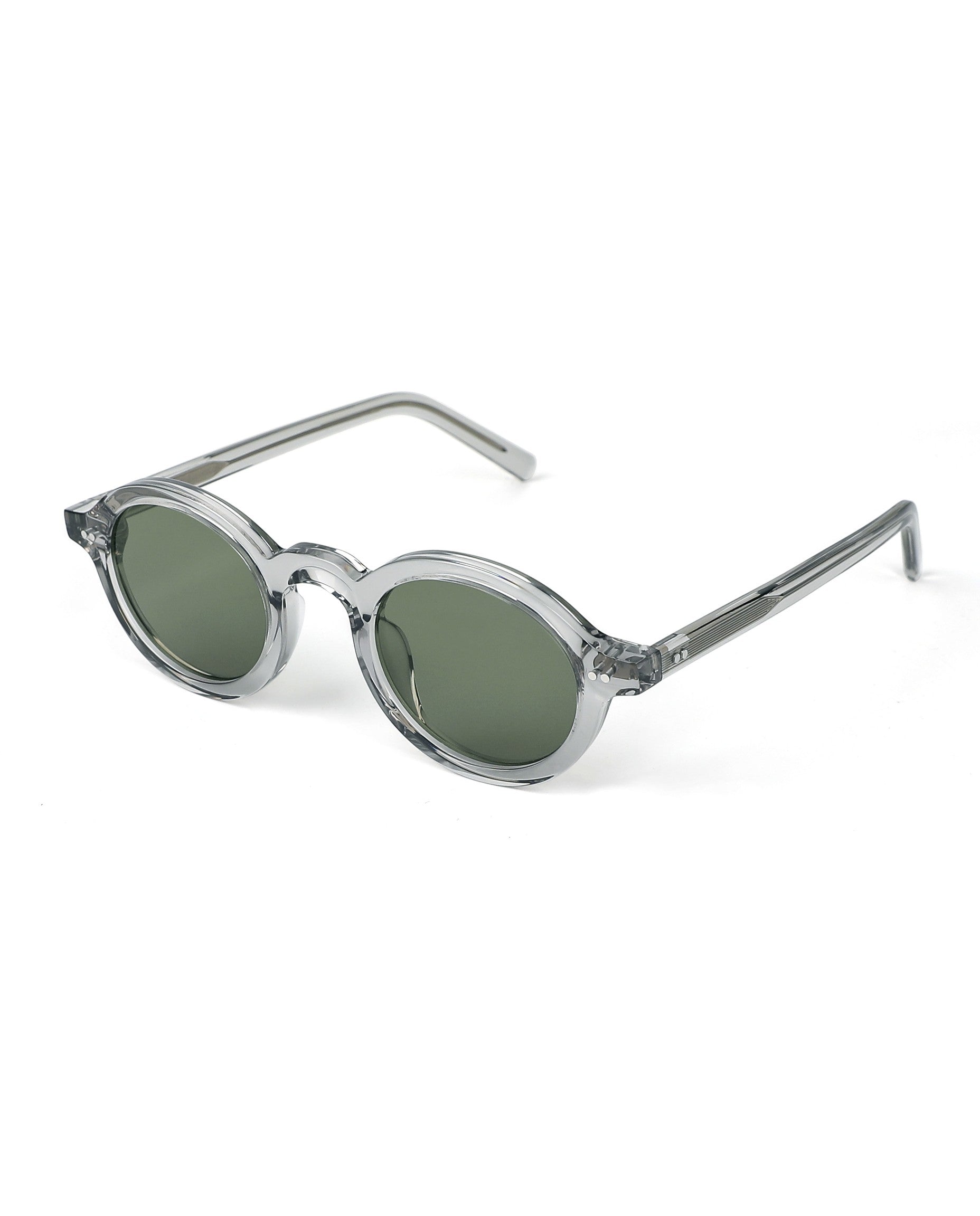 Maui Sunglasses - Clear Grey Frame, Green Lens