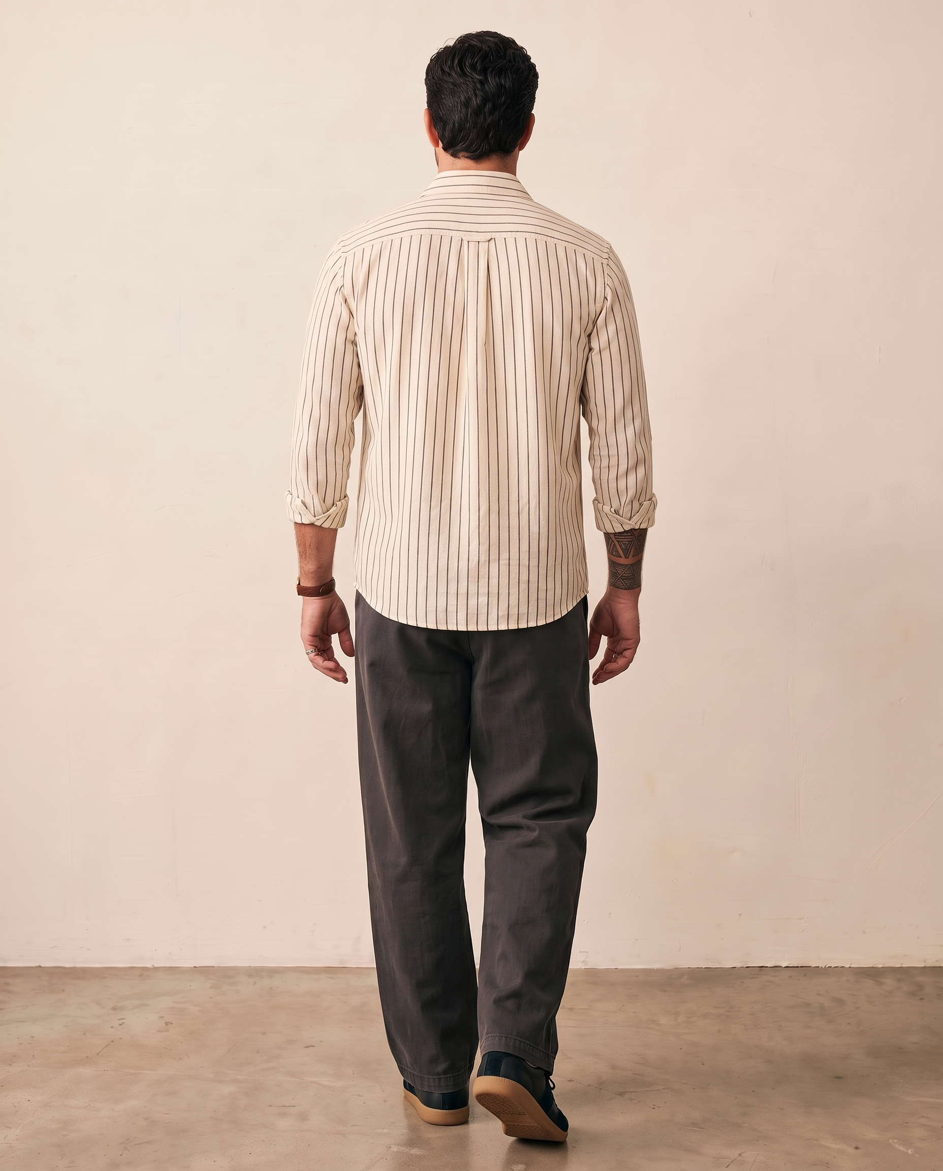 Striped Cotton-Linen Shirt - Black