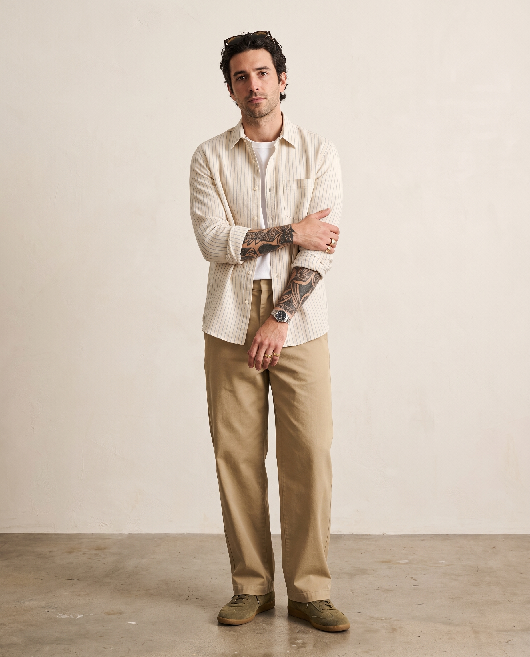 Striped Cotton-Linen Shirt - Blue