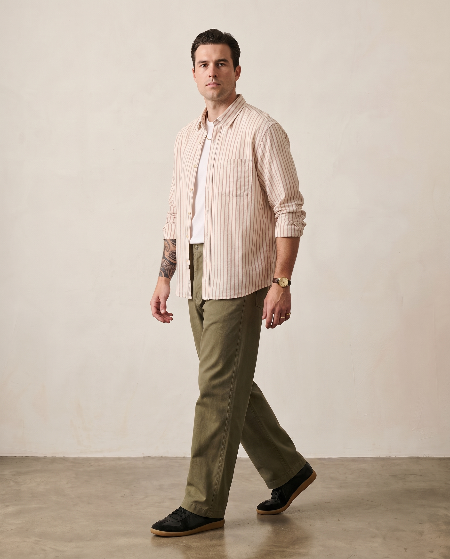 Striped Cotton-Linen Shirt - Red
