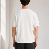 Slub Knit Tee - White - detail view