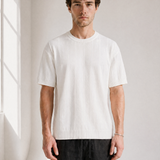 Slub Knit Tee - White - front view