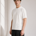 Slub Knit Tee - White - side view