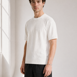 Slub Knit Tee - White - side view