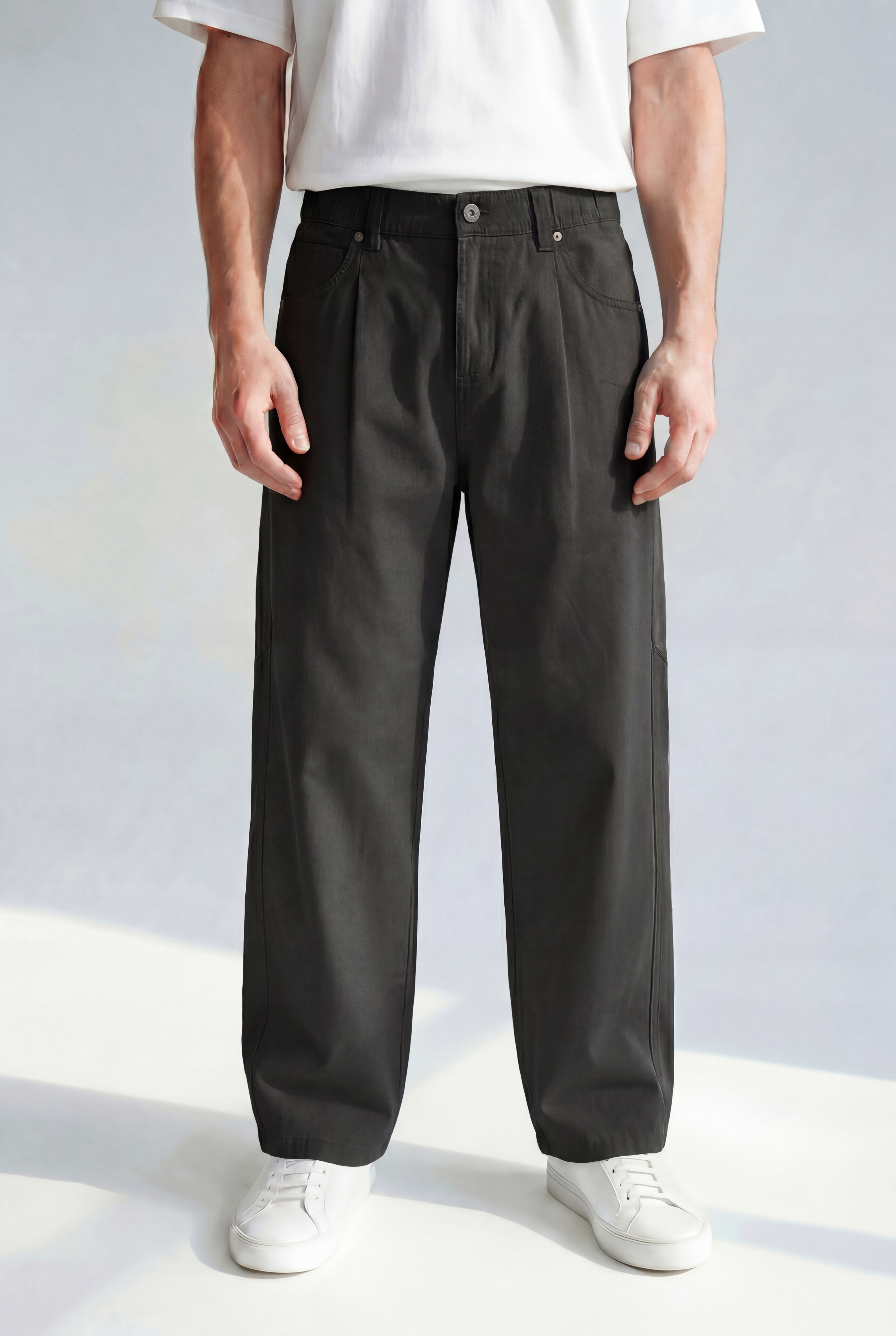 Workers Trousers - Soft Black - Front View