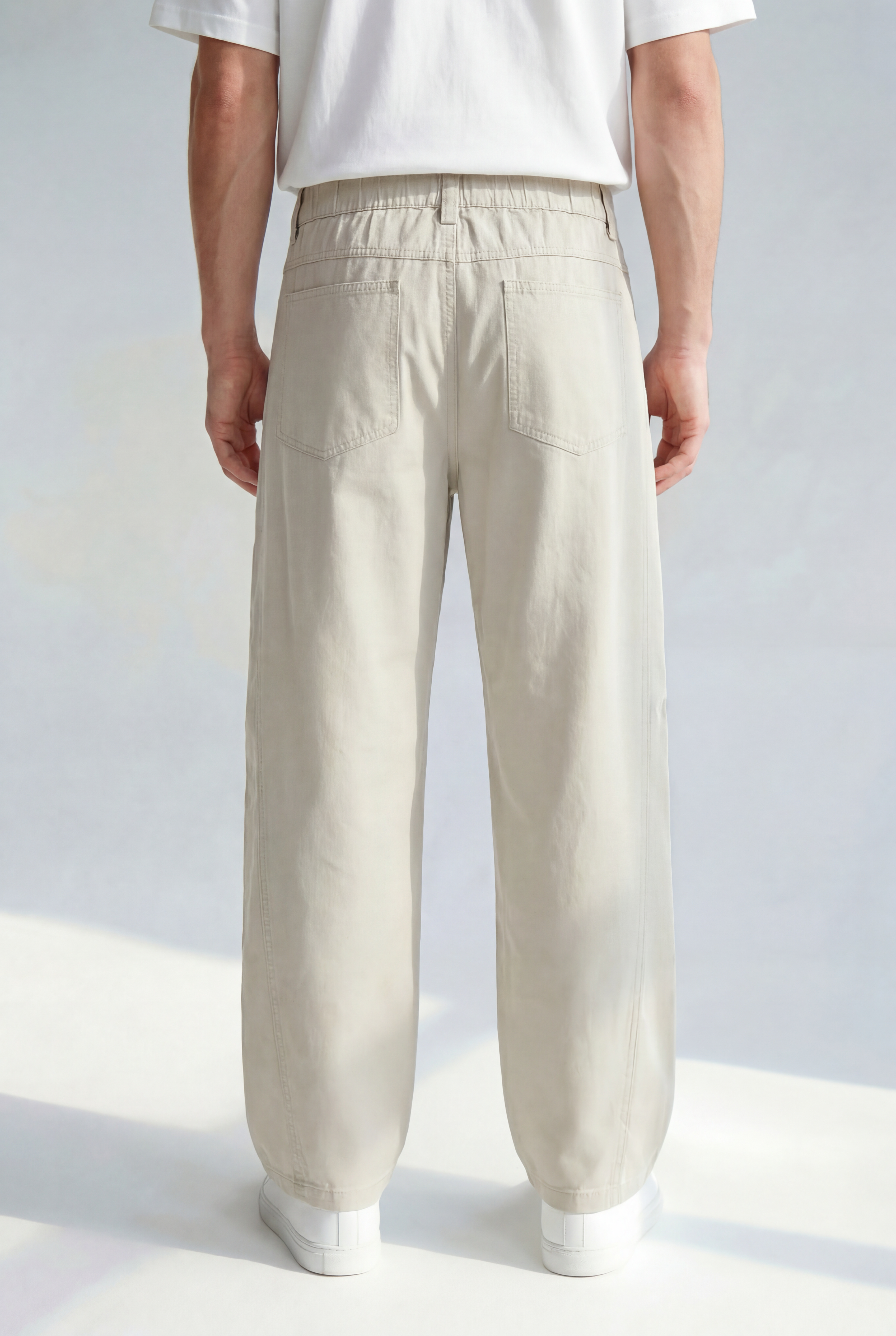 Workers Trousers - Bone - Back View