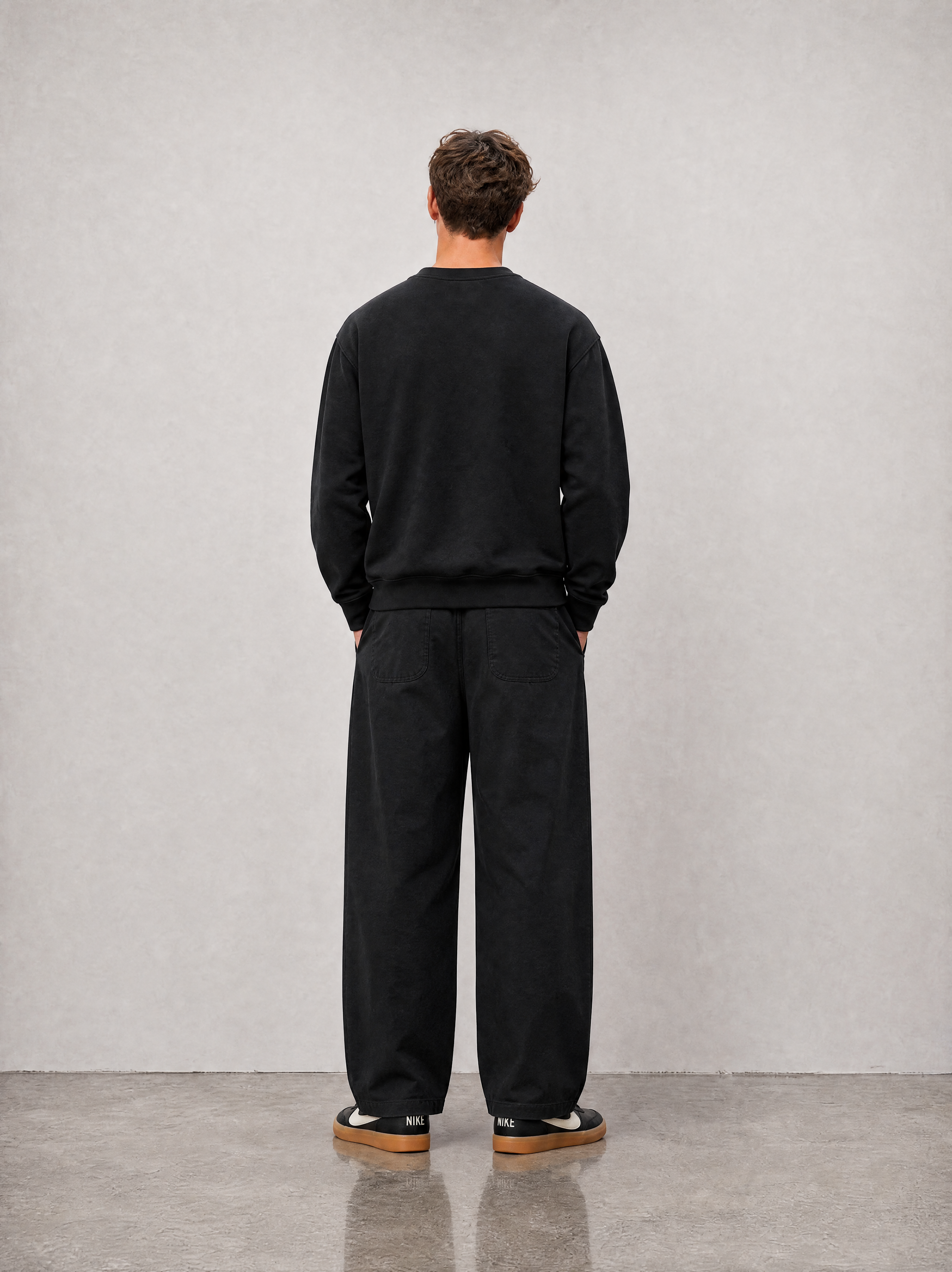Relaxed Crewneck Sweatshirt - Black - back view