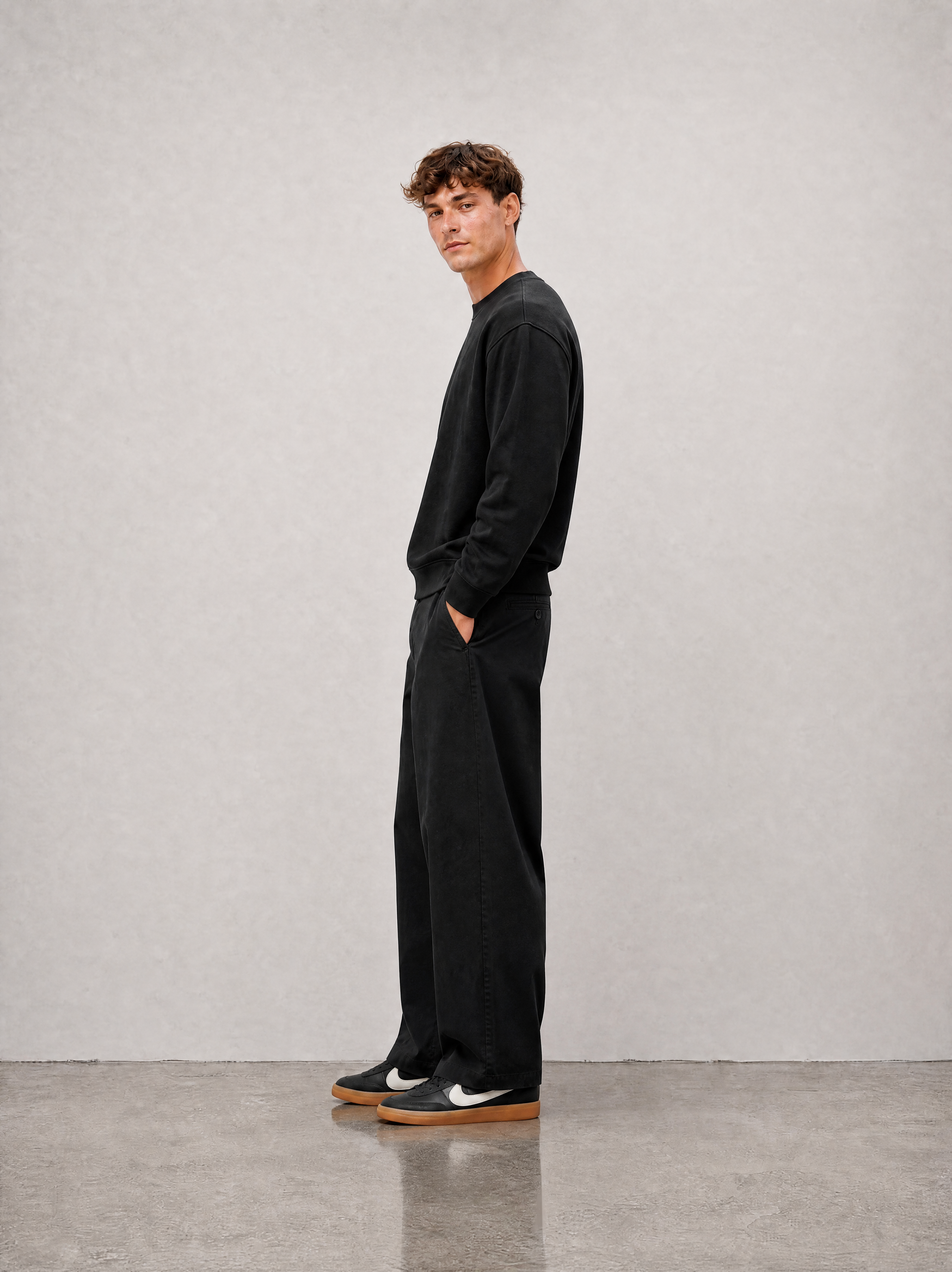 Relaxed Crewneck Sweatshirt - Black - front view