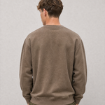 Relaxed Crewneck Sweatshirt - Dark Khaki - back view