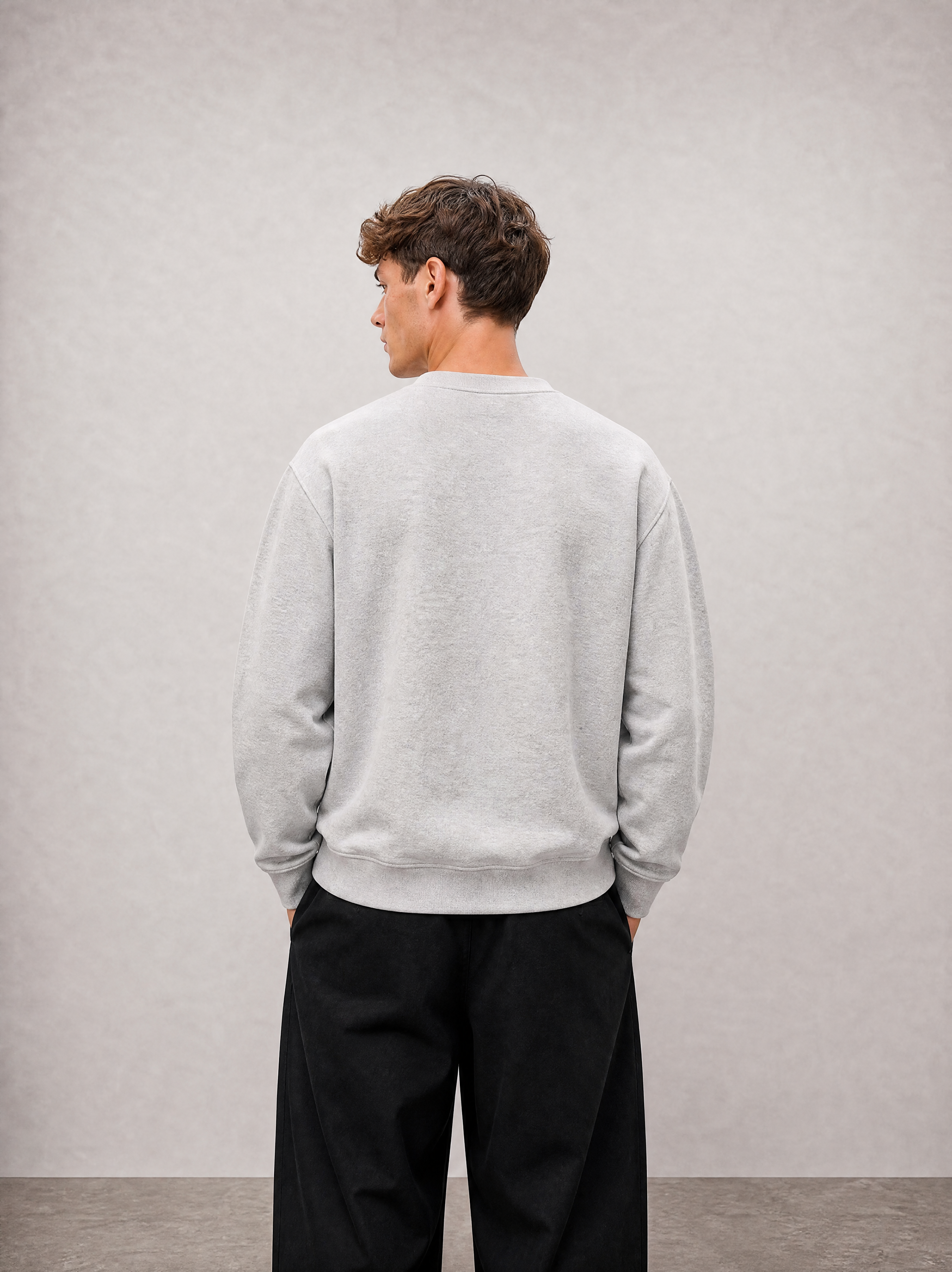 Relaxed Crewneck Sweatshirt - Light Grey - back view