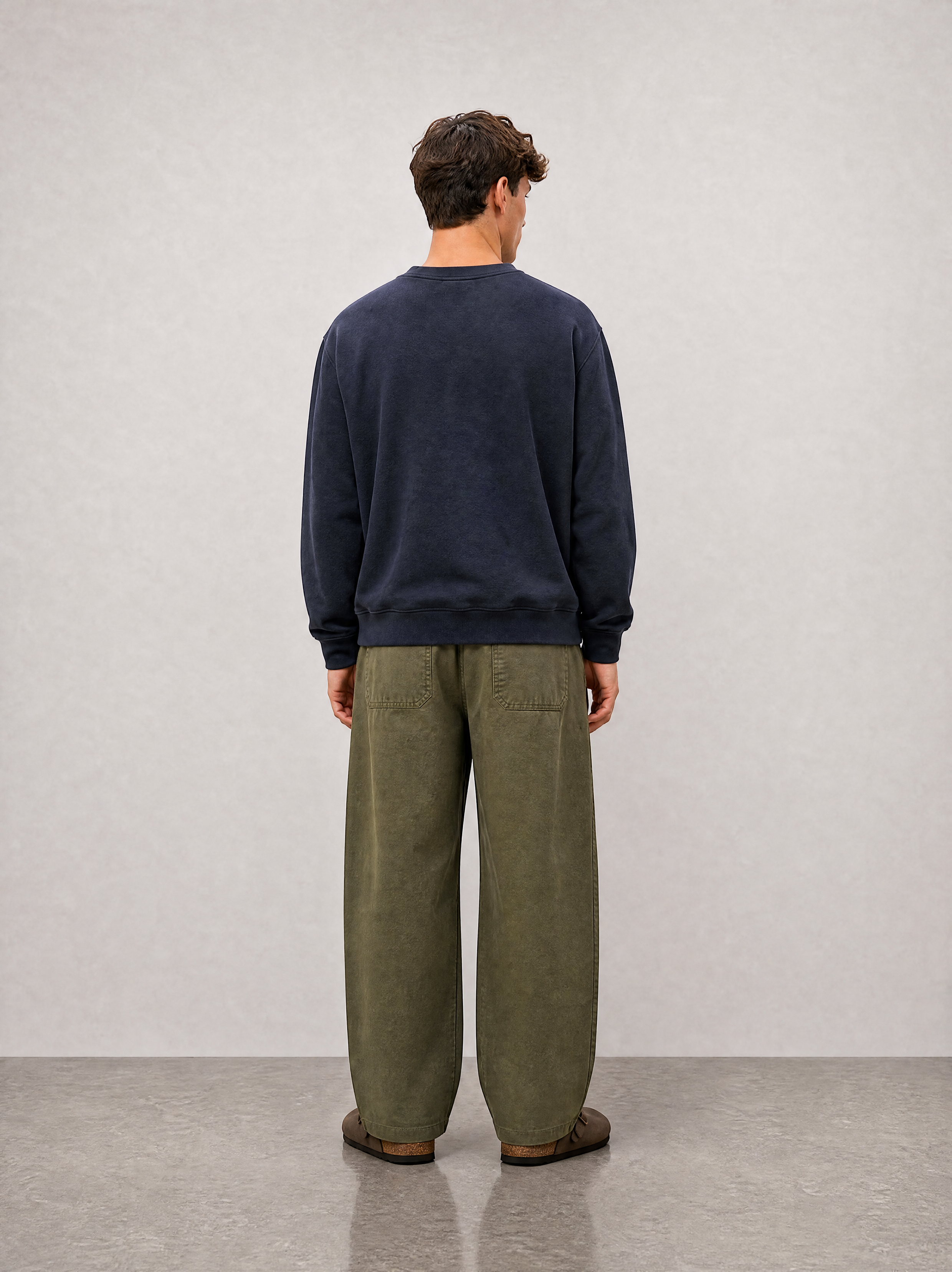 Relaxed Crewneck Sweatshirt - Navy - back view