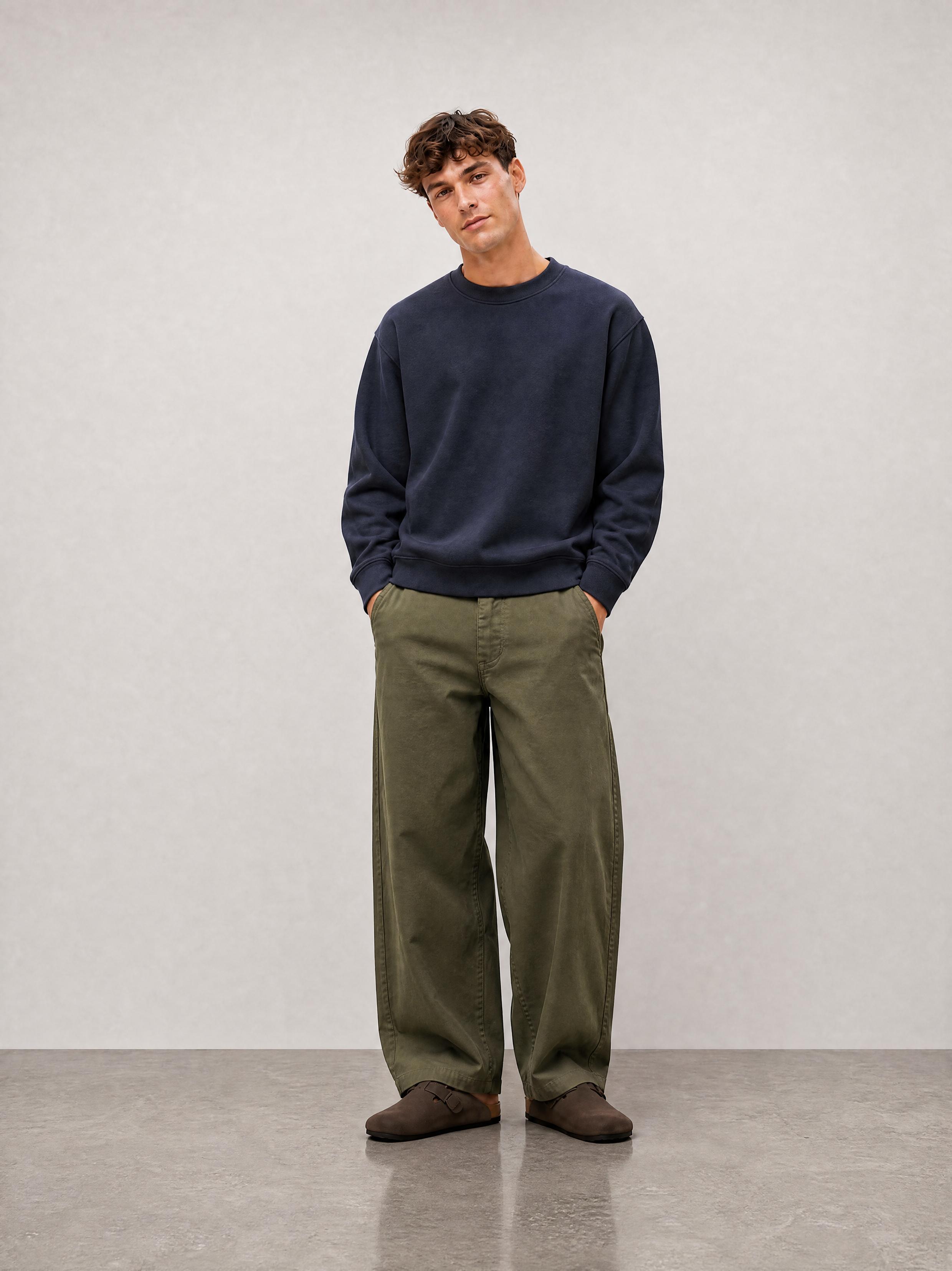 Relaxed Crewneck Sweatshirt - Navy - front view