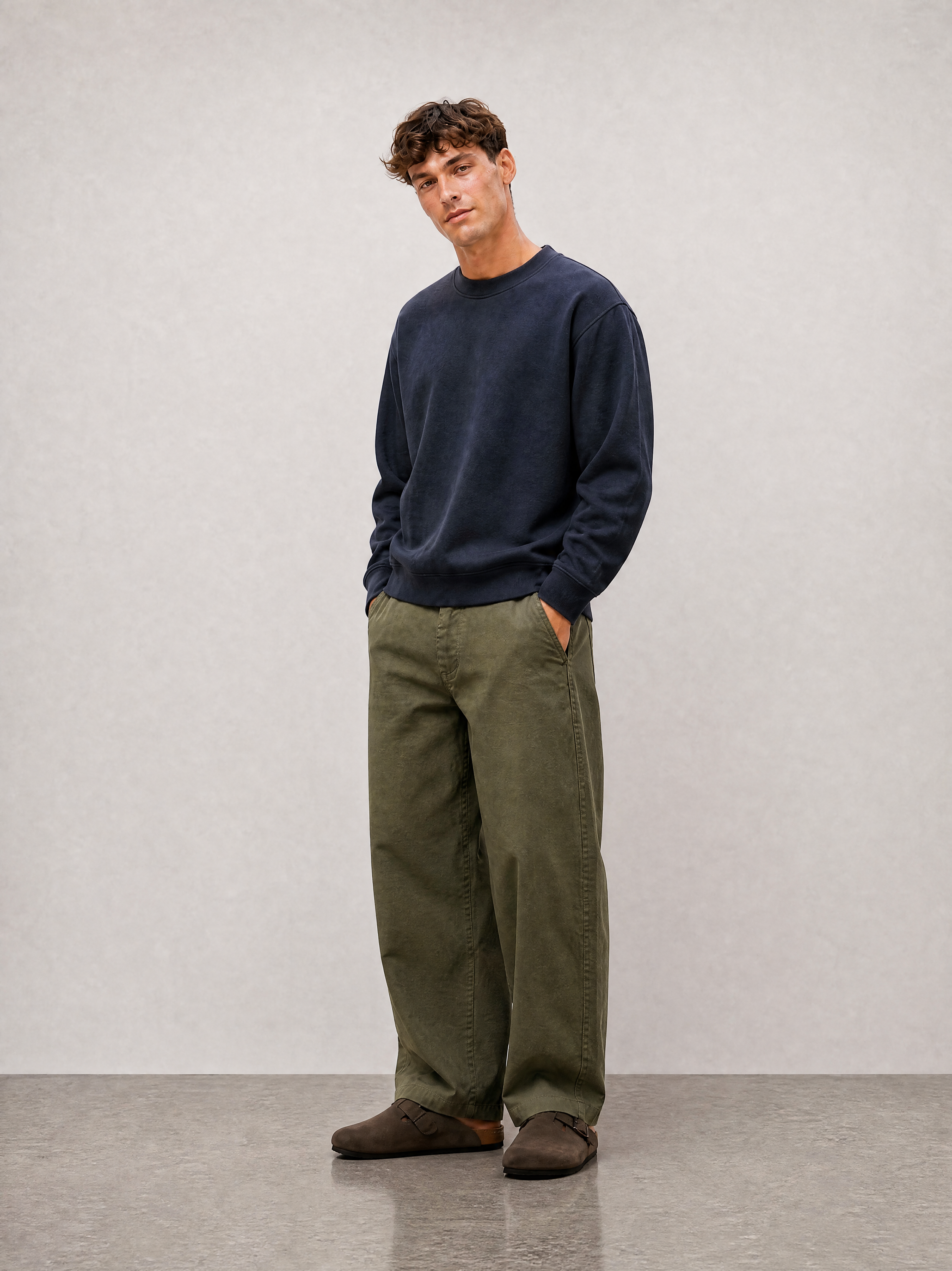 Relaxed Crewneck Sweatshirt - Navy - front view