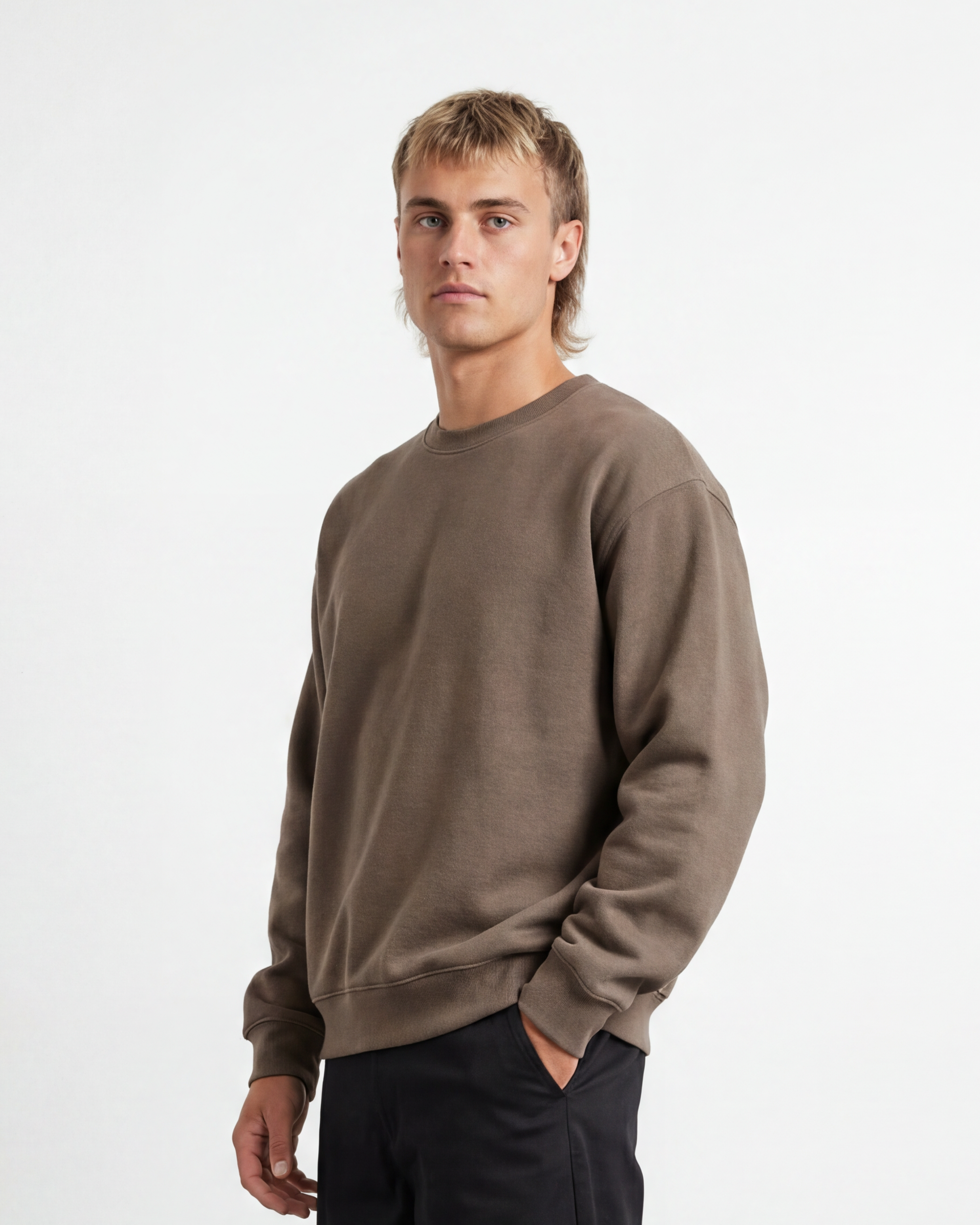 Relaxed Crewneck Sweatshirt - Dark Khaki
