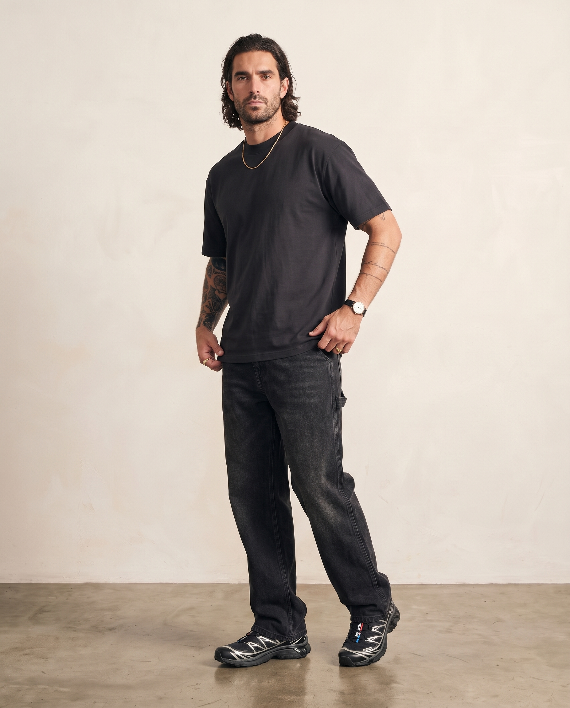 Hipland 300GSM Big Tee - Black - side view