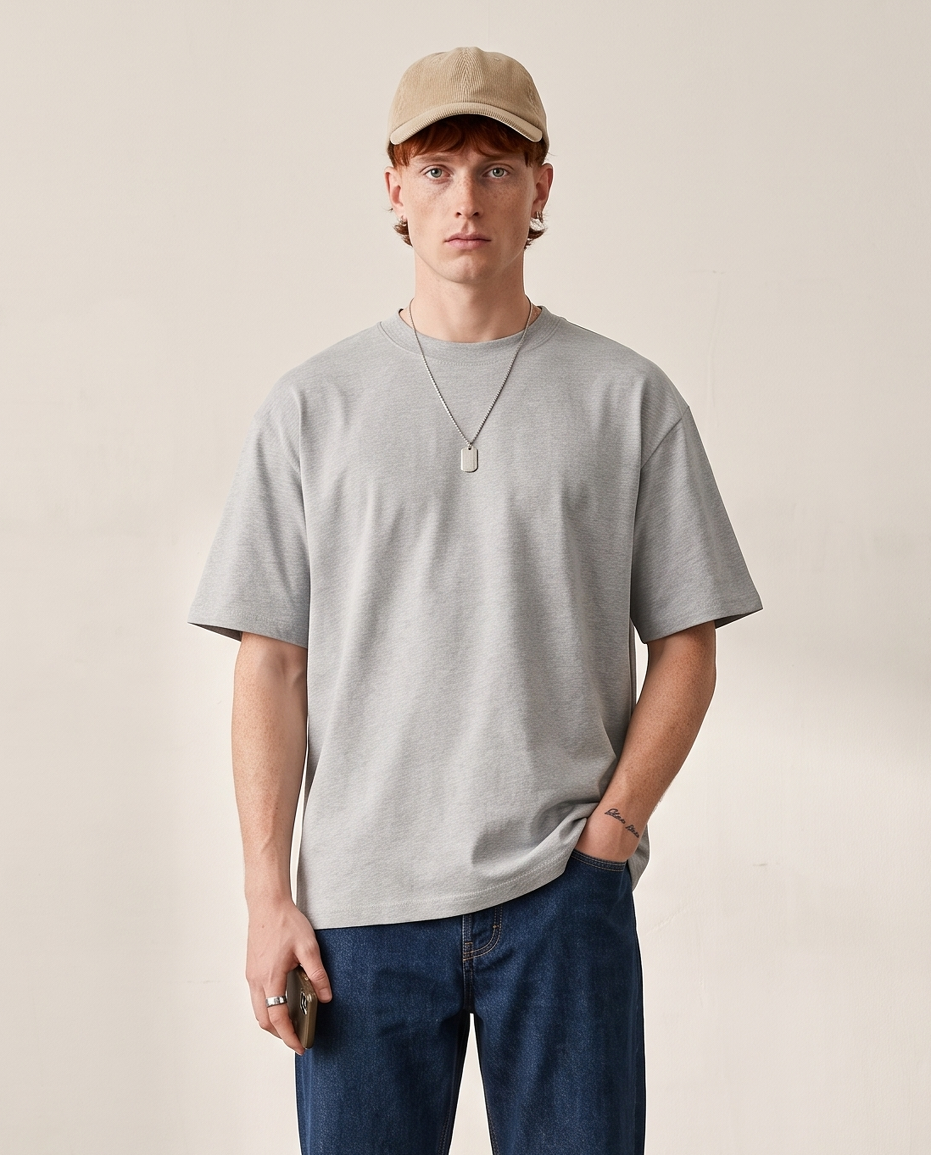 Hipland 300GSM Big Tee - Grey - front view