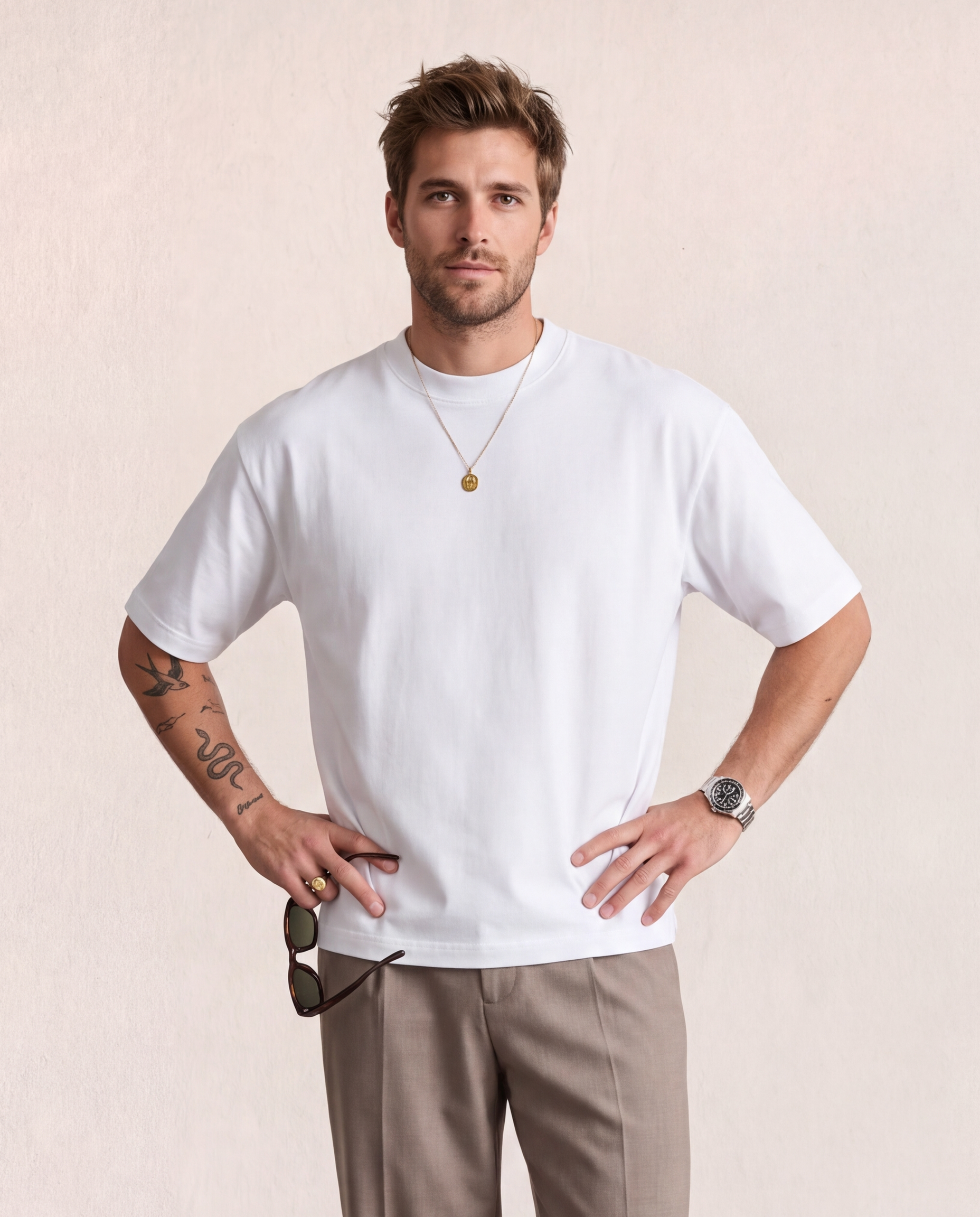 Hipland 300GSM Big Tee White, front