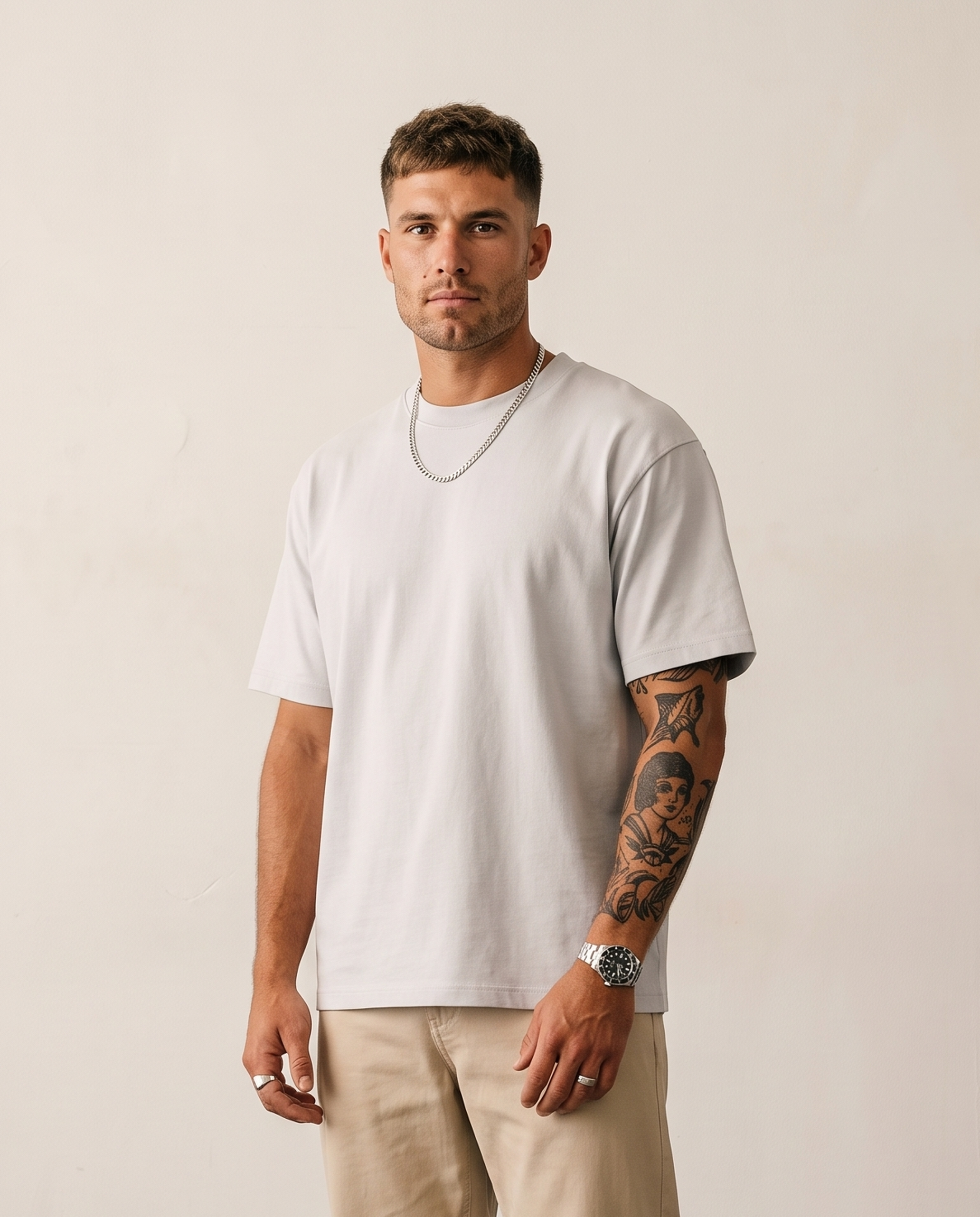 Hipland 300GSM Big Tee - White - front view
