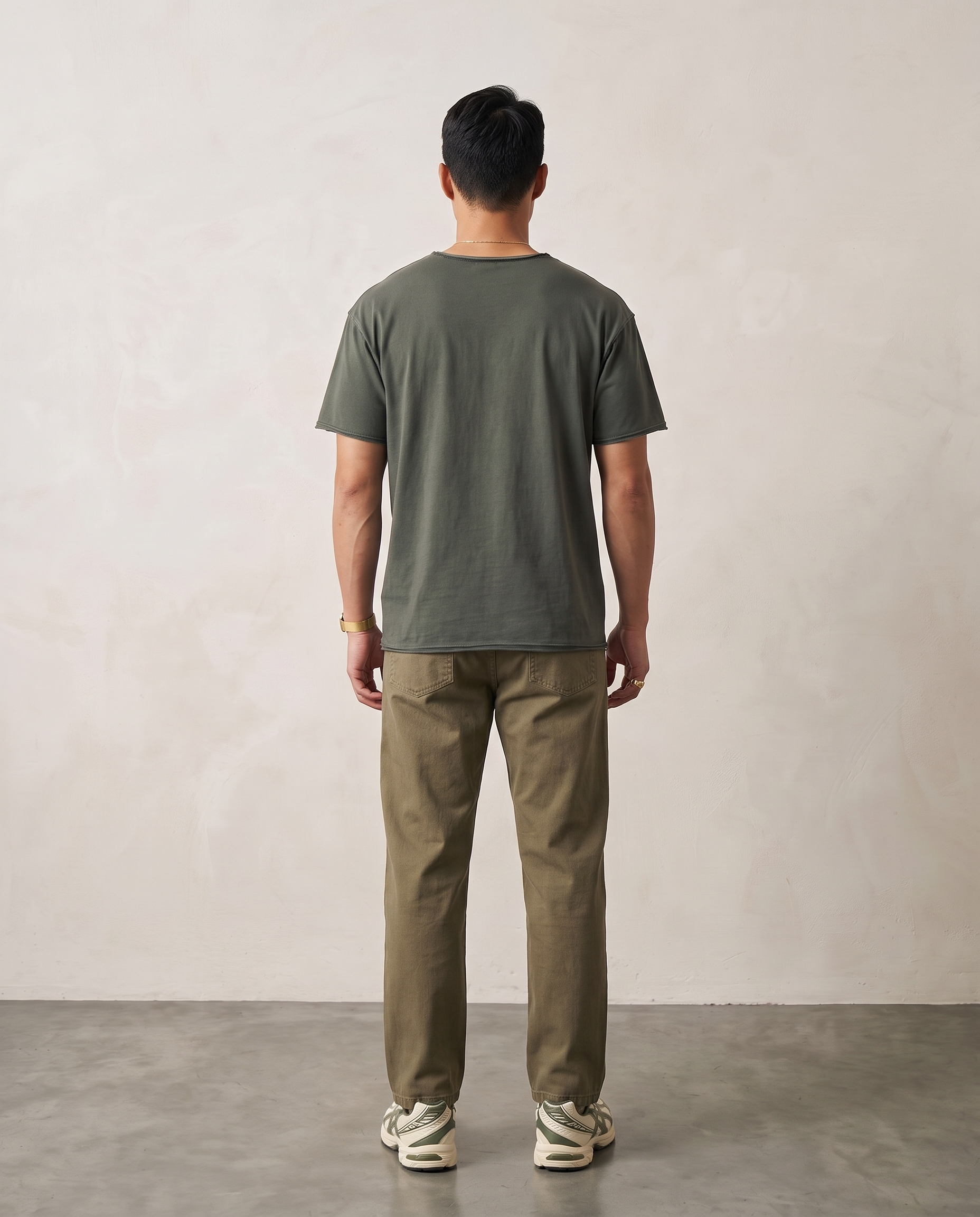 Hipland Washed Heavyweight Tee Army back