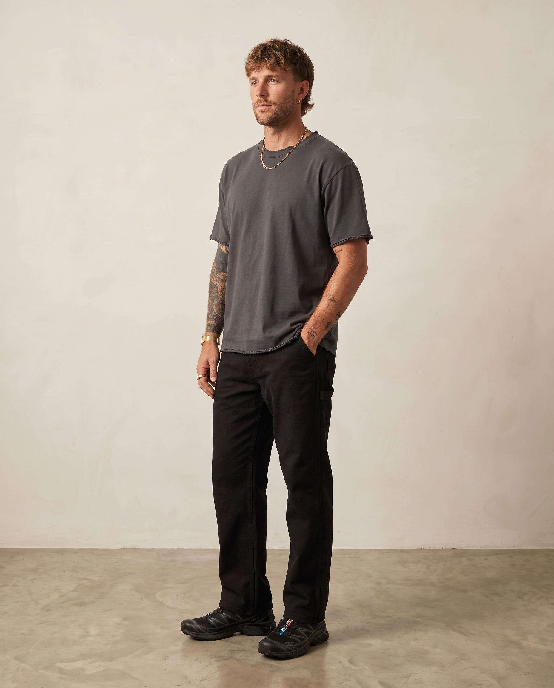 Hipland Washed Heavyweight Tee Deep Grey side