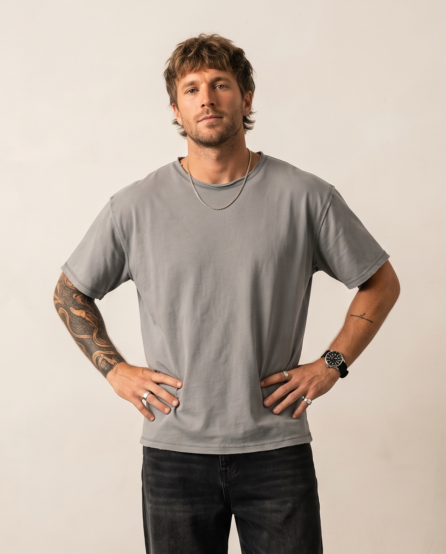 Washed Heavyweight Tee - Light Grey