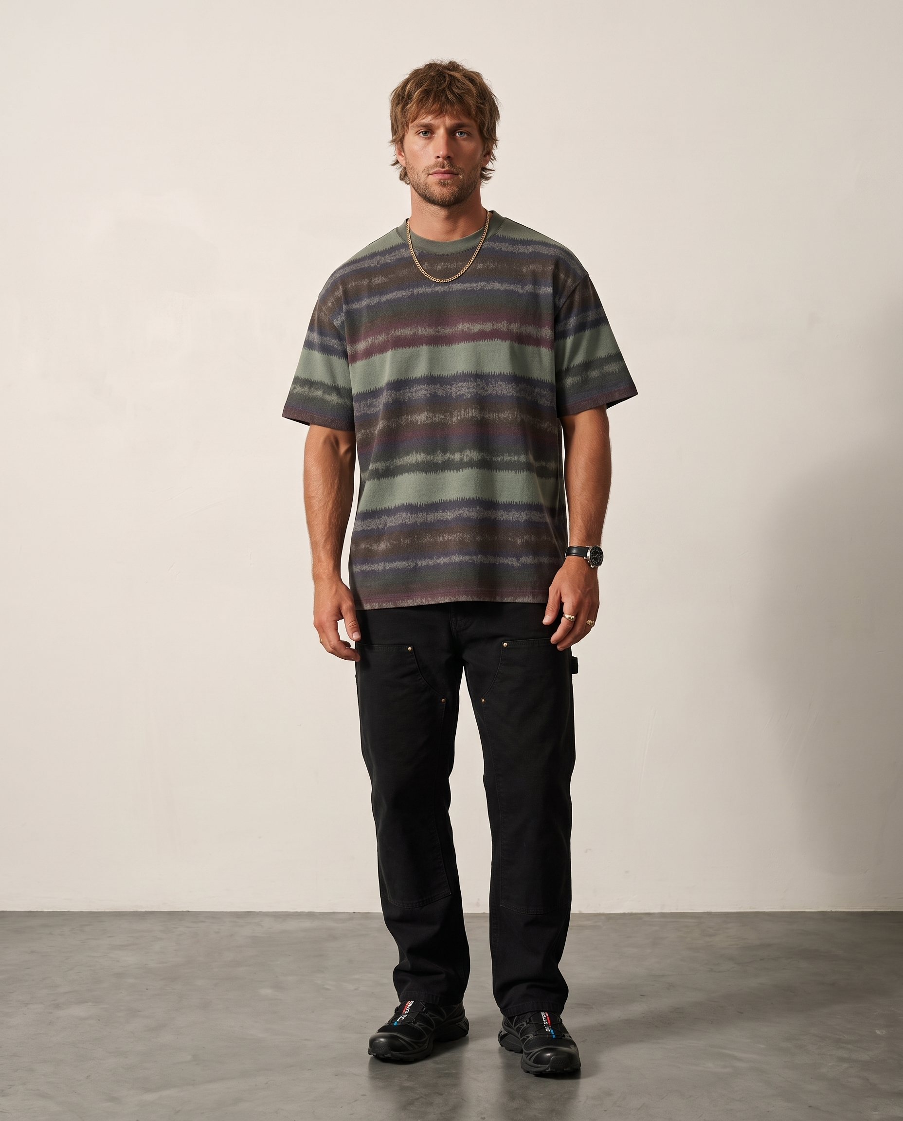 Ikat Stripe Tee - Army