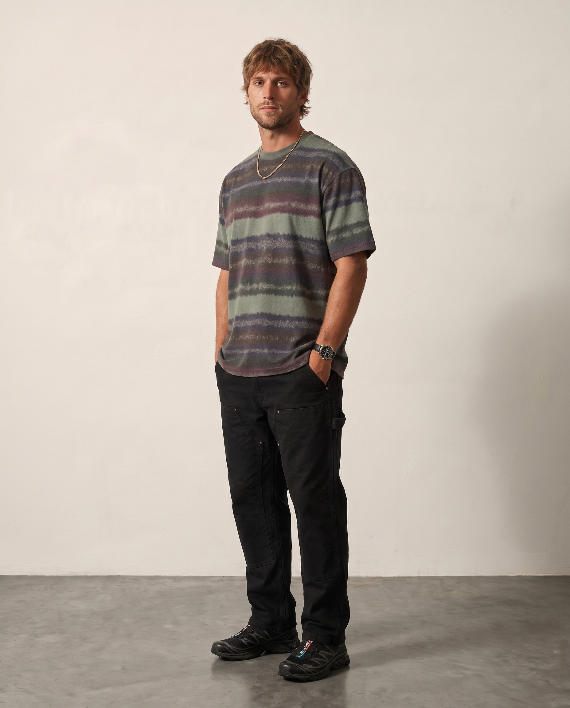 Ikat Stripe Tee - Army