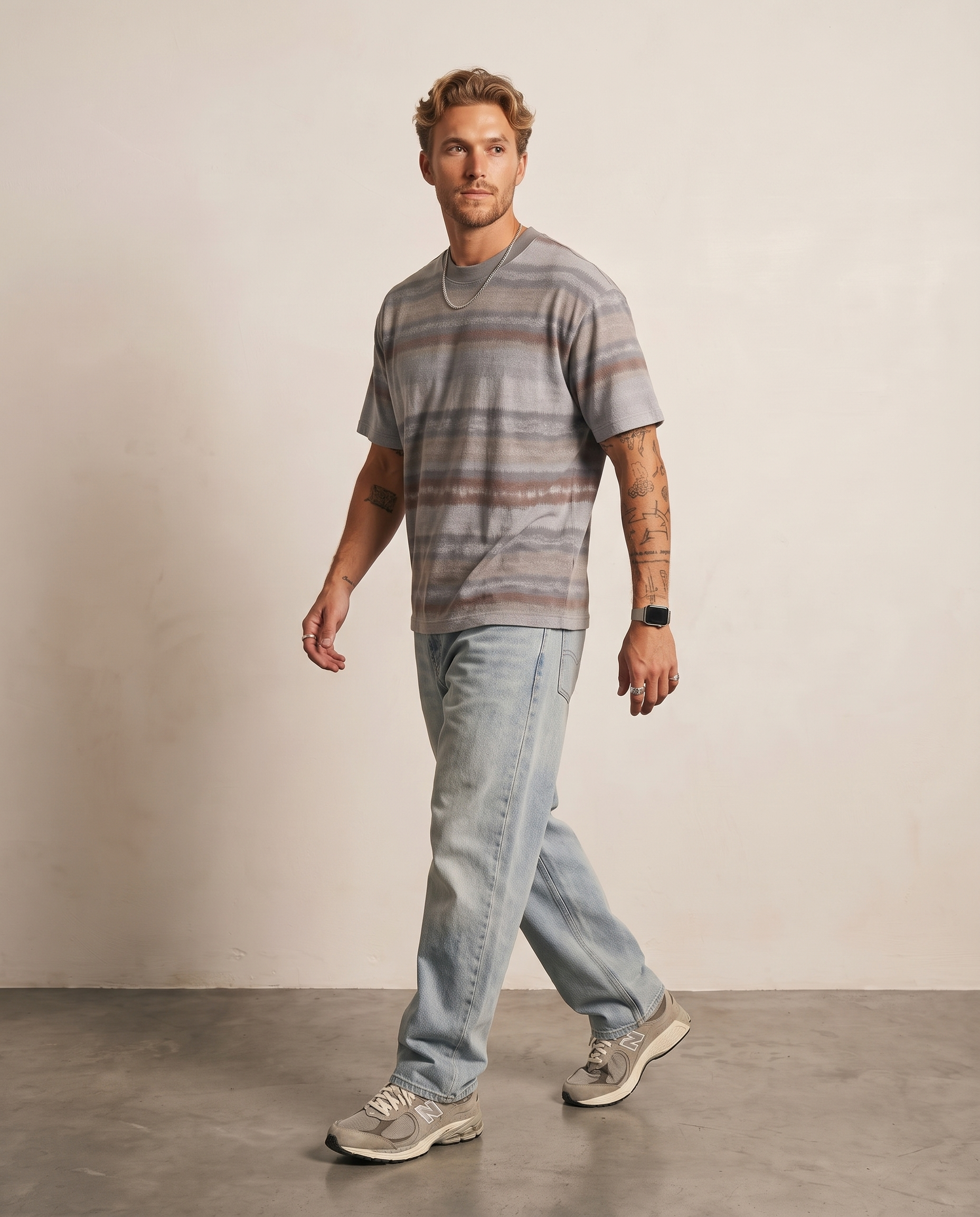 Ikat Stripe Tee - Grey