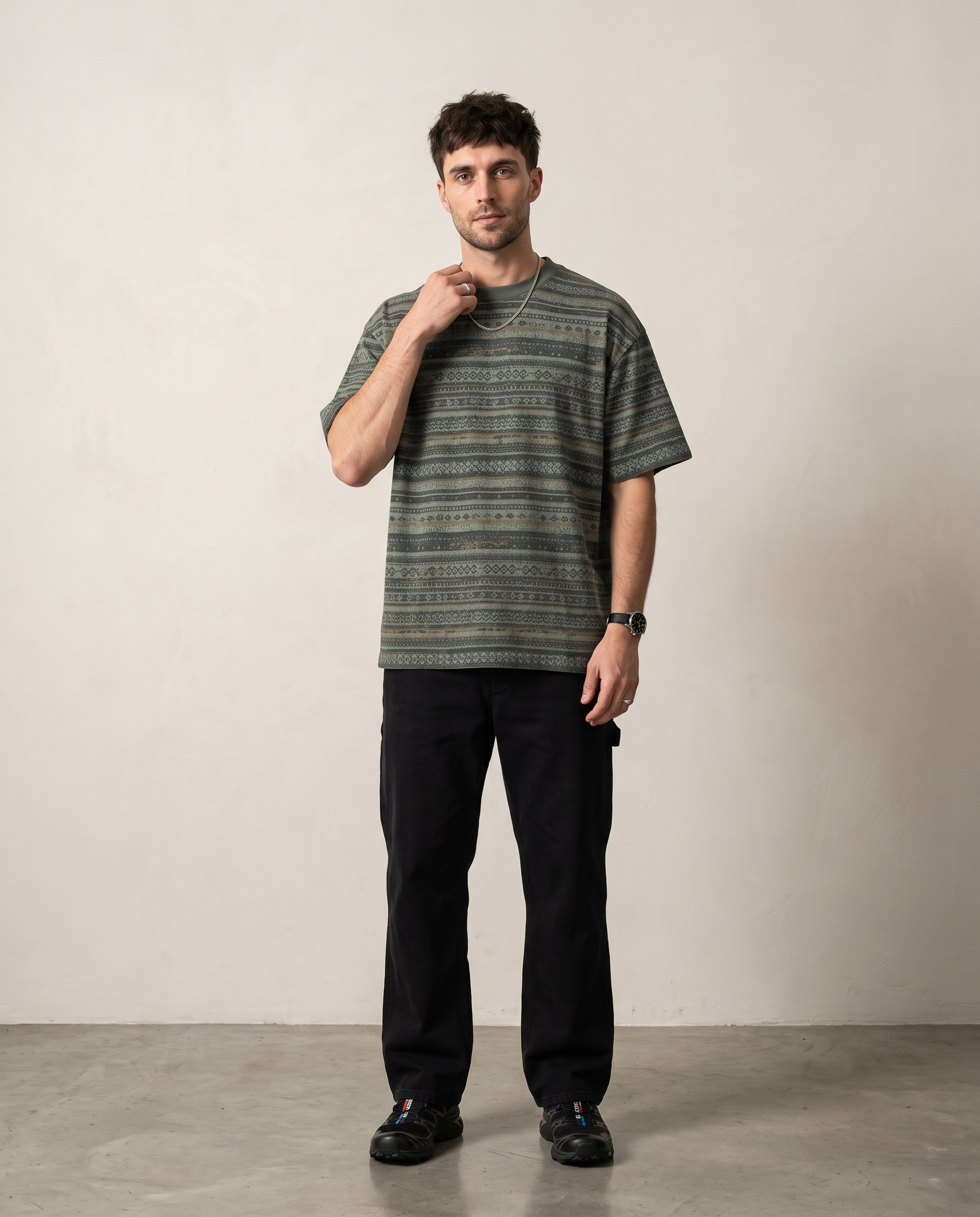 Tribal Jacquard Tee - Army